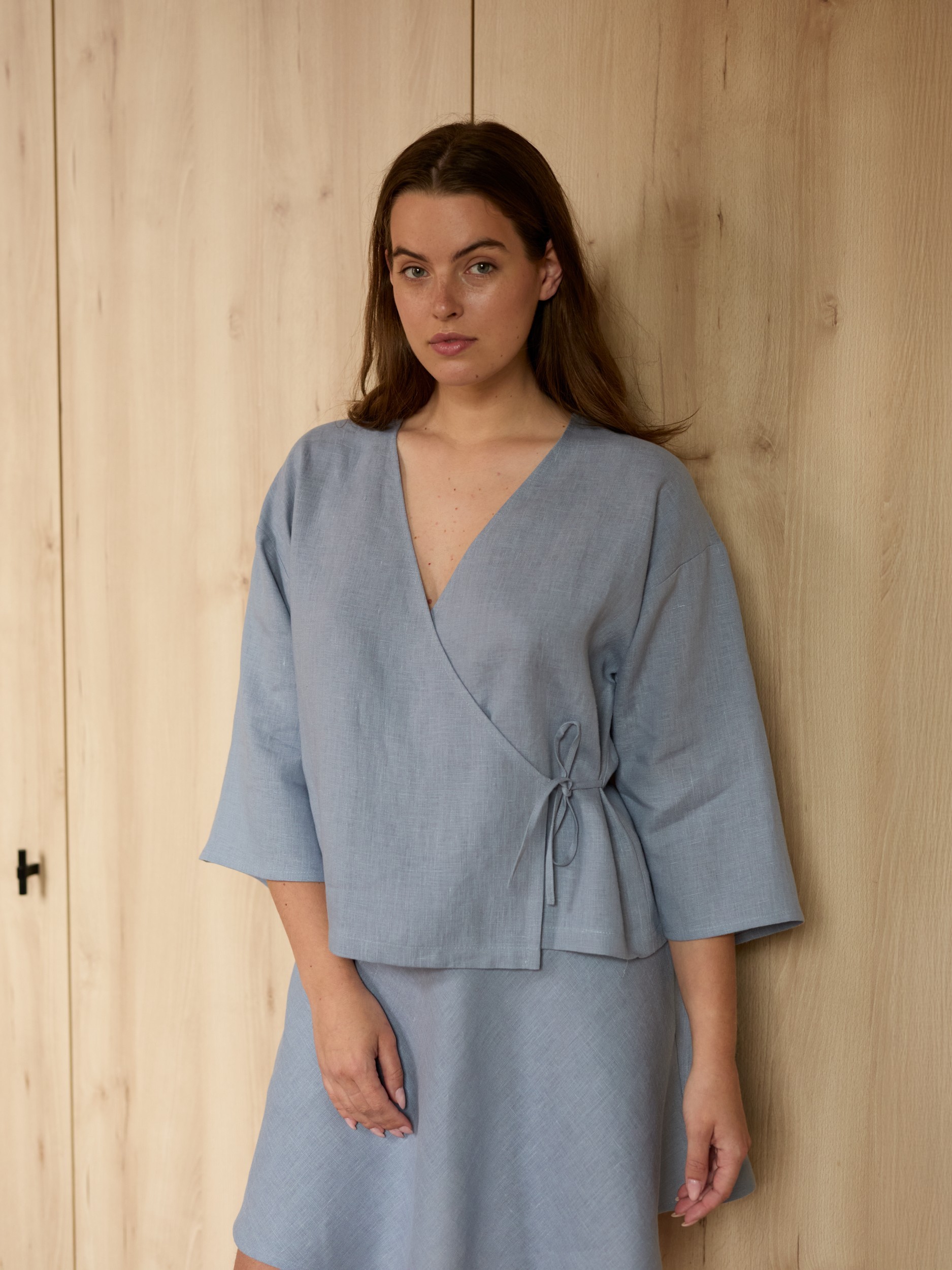 Linen Kimono Wrap Top SOFIA - Image 1