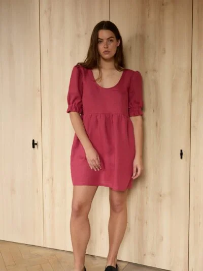 Puff Sleeve Linen Mini Dress ZAHARA