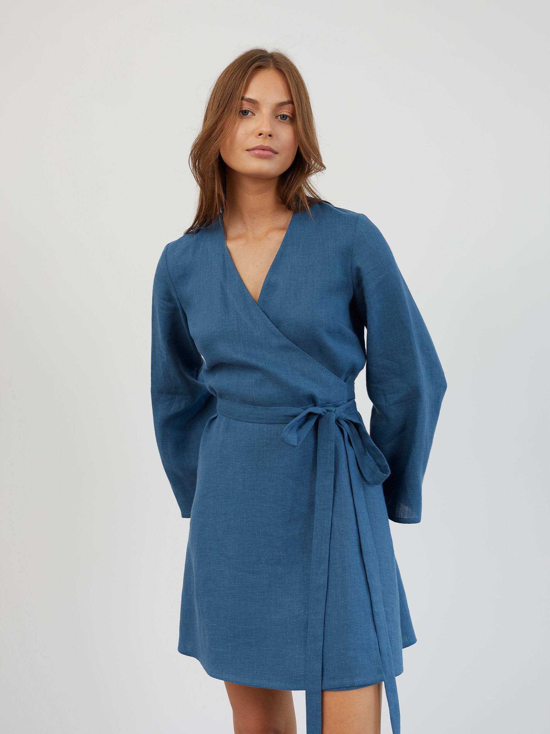 Linen Wrap Mini Dress LYDIA - Image 1
