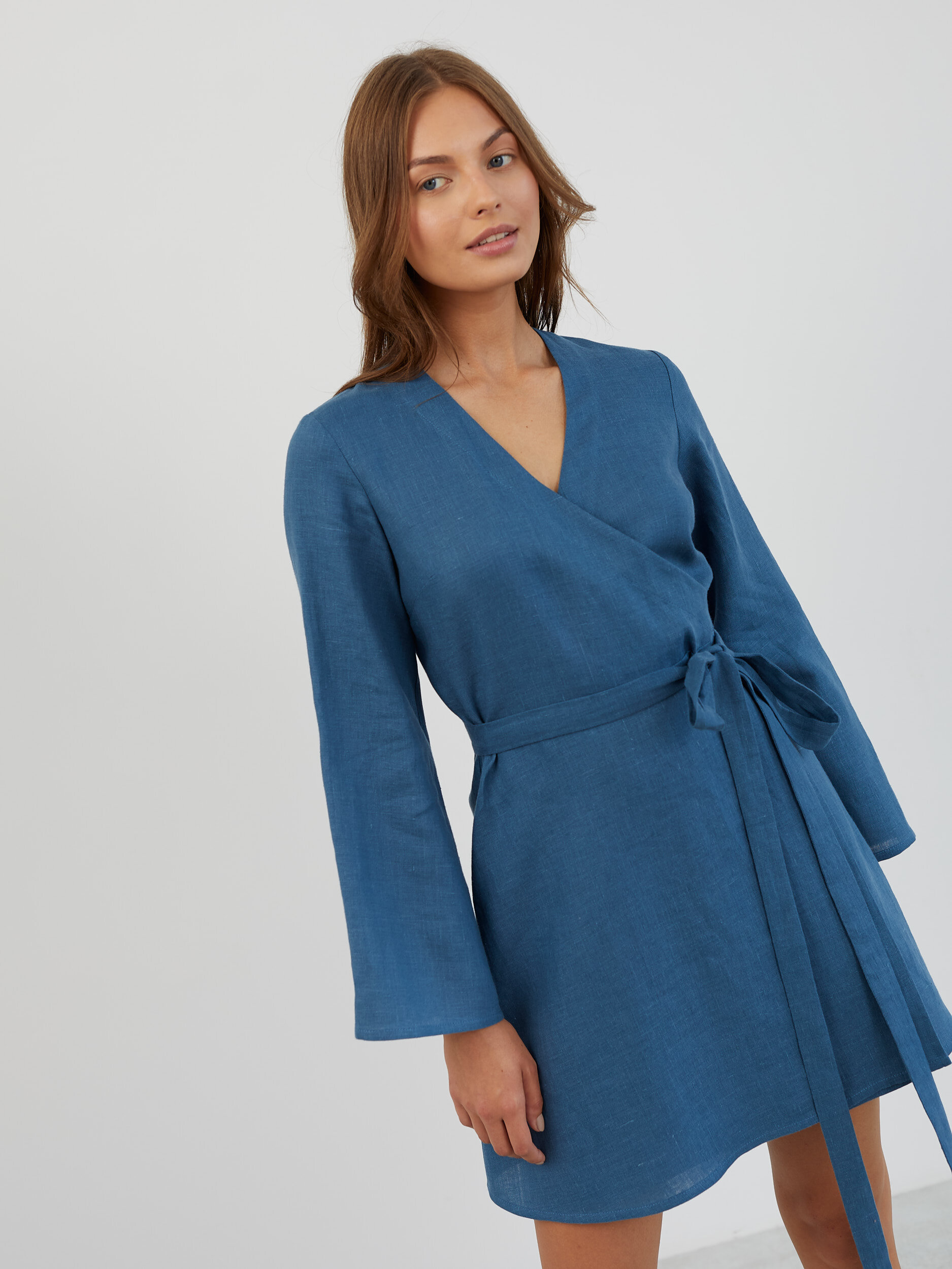Linen Wrap Mini Dress LYDIA - Image 3