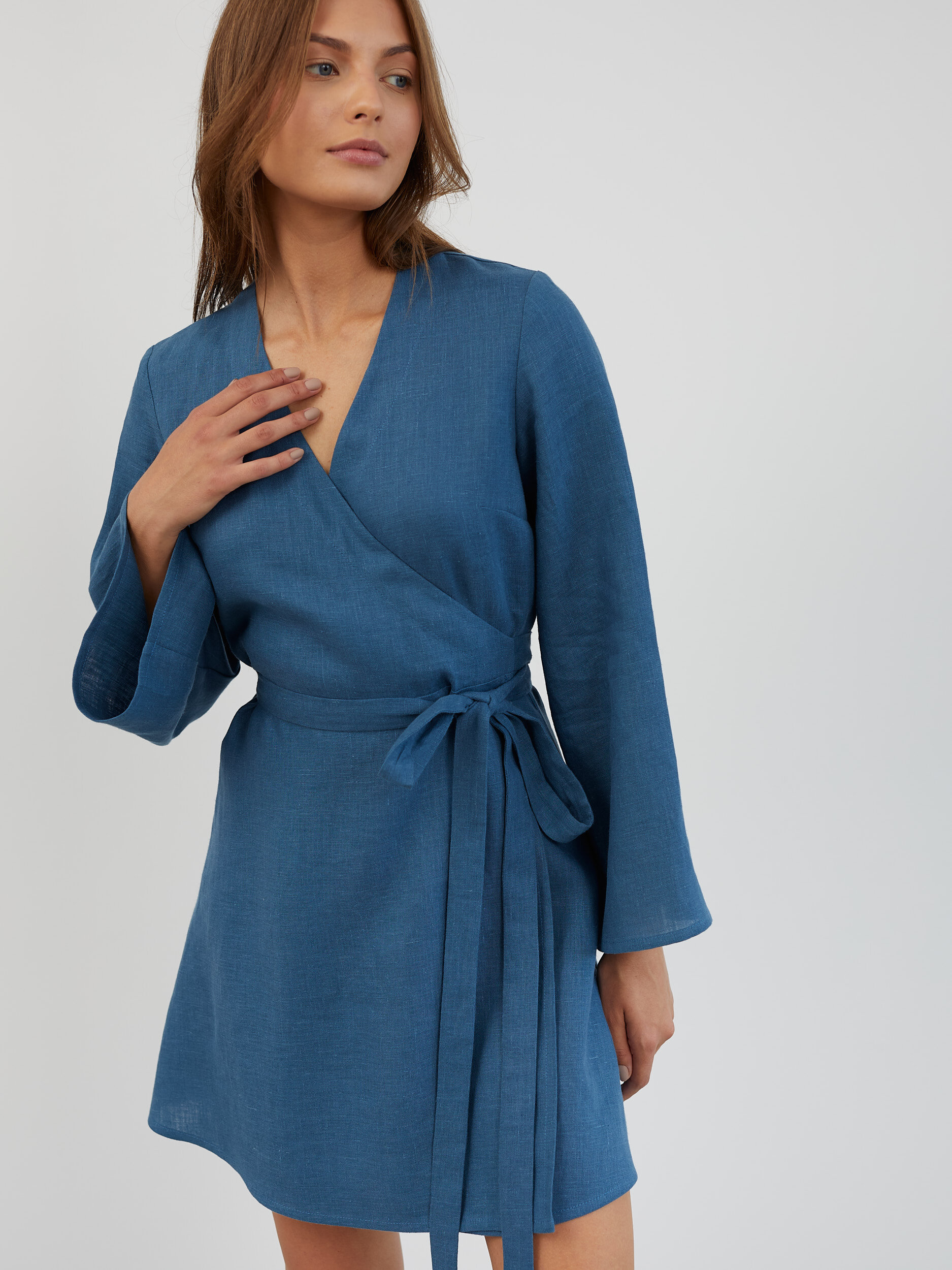 Linen Wrap Mini Dress LYDIA - Image 5
