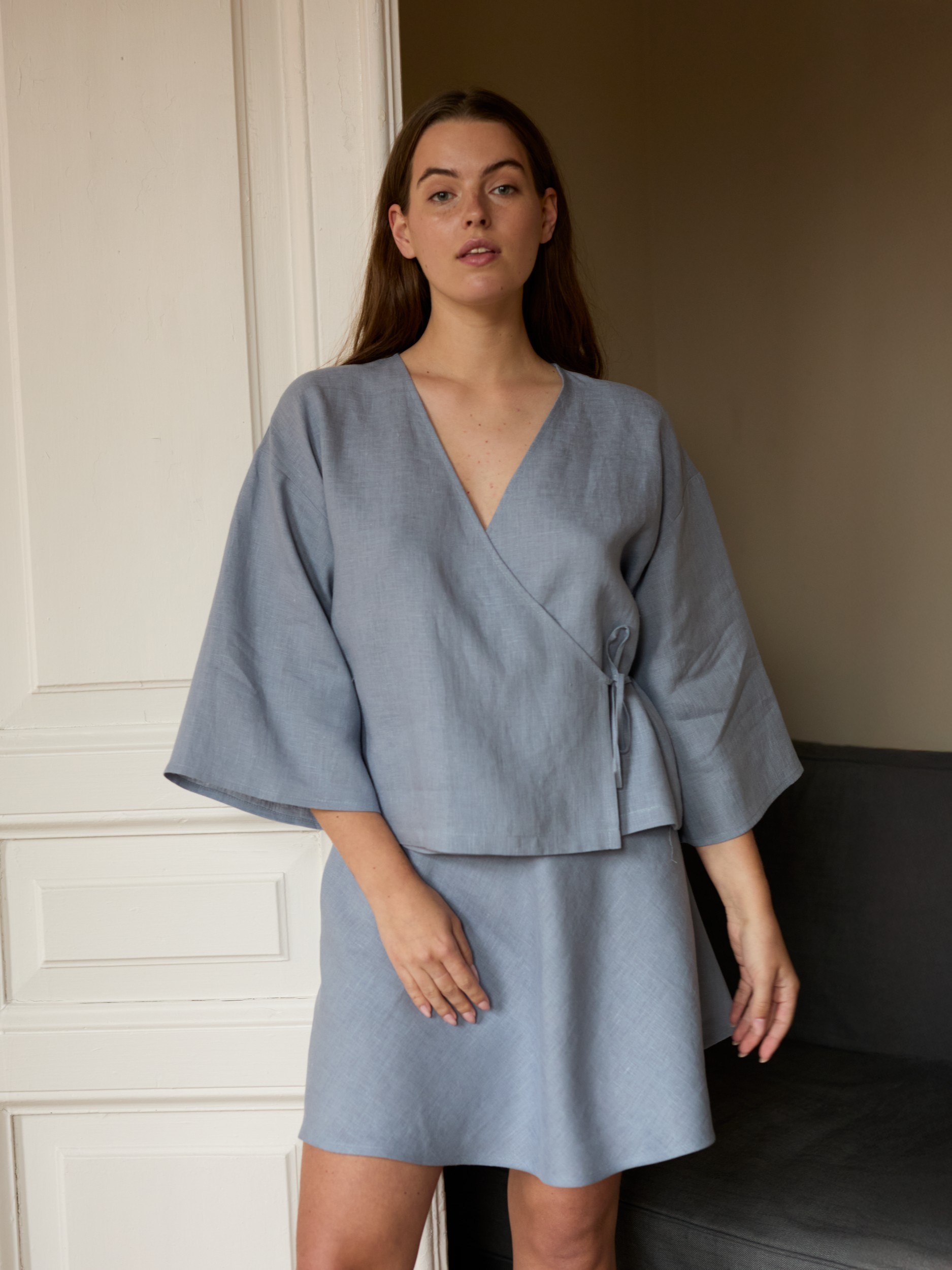 Linen Mini Skirt CELESTE - Image 2