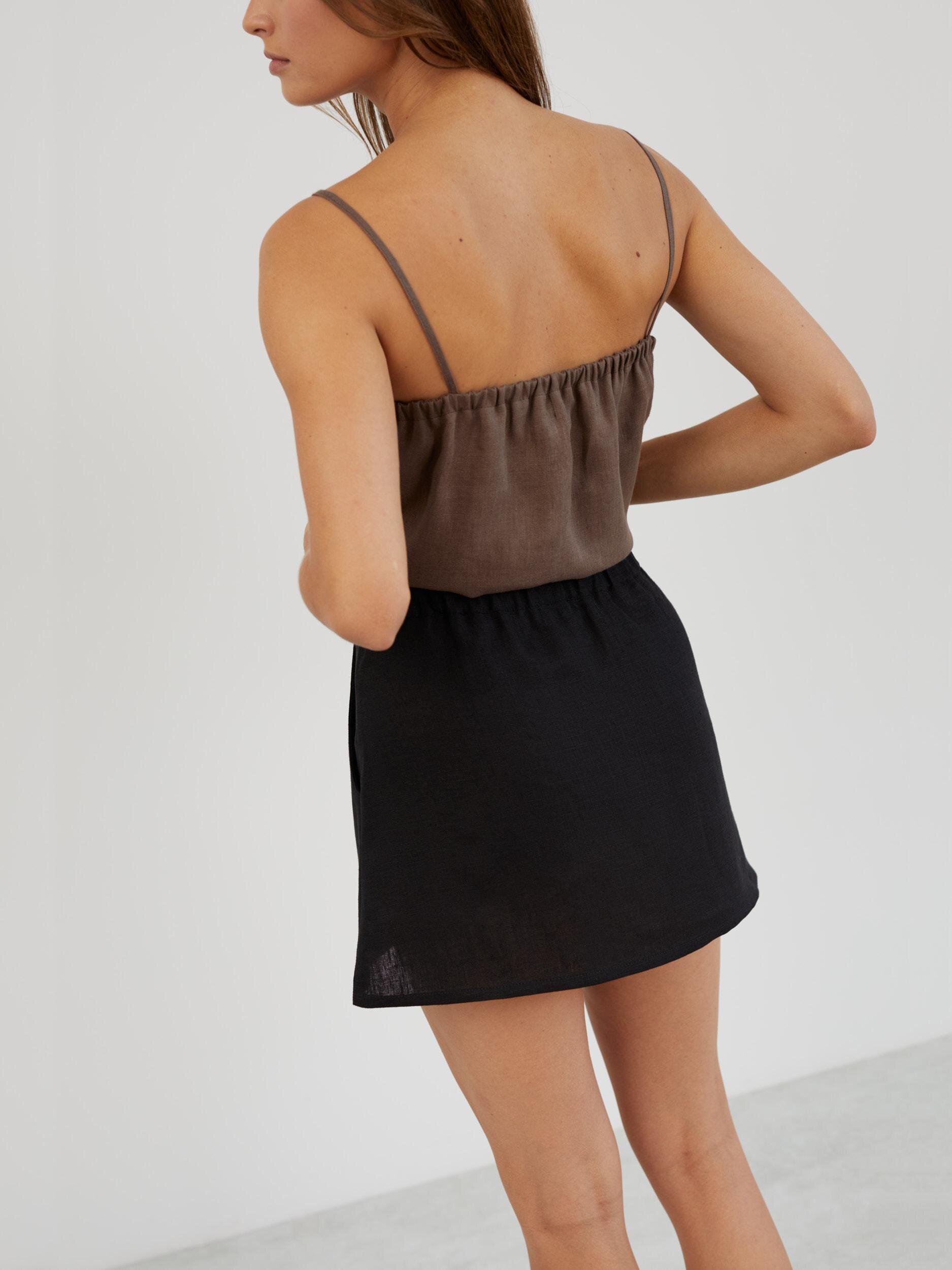 Linen Button Front Mini Skirt AMINA - Image 5