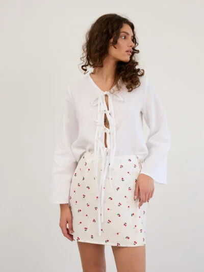 Linen Wrap Mini Skirt ANNALISE