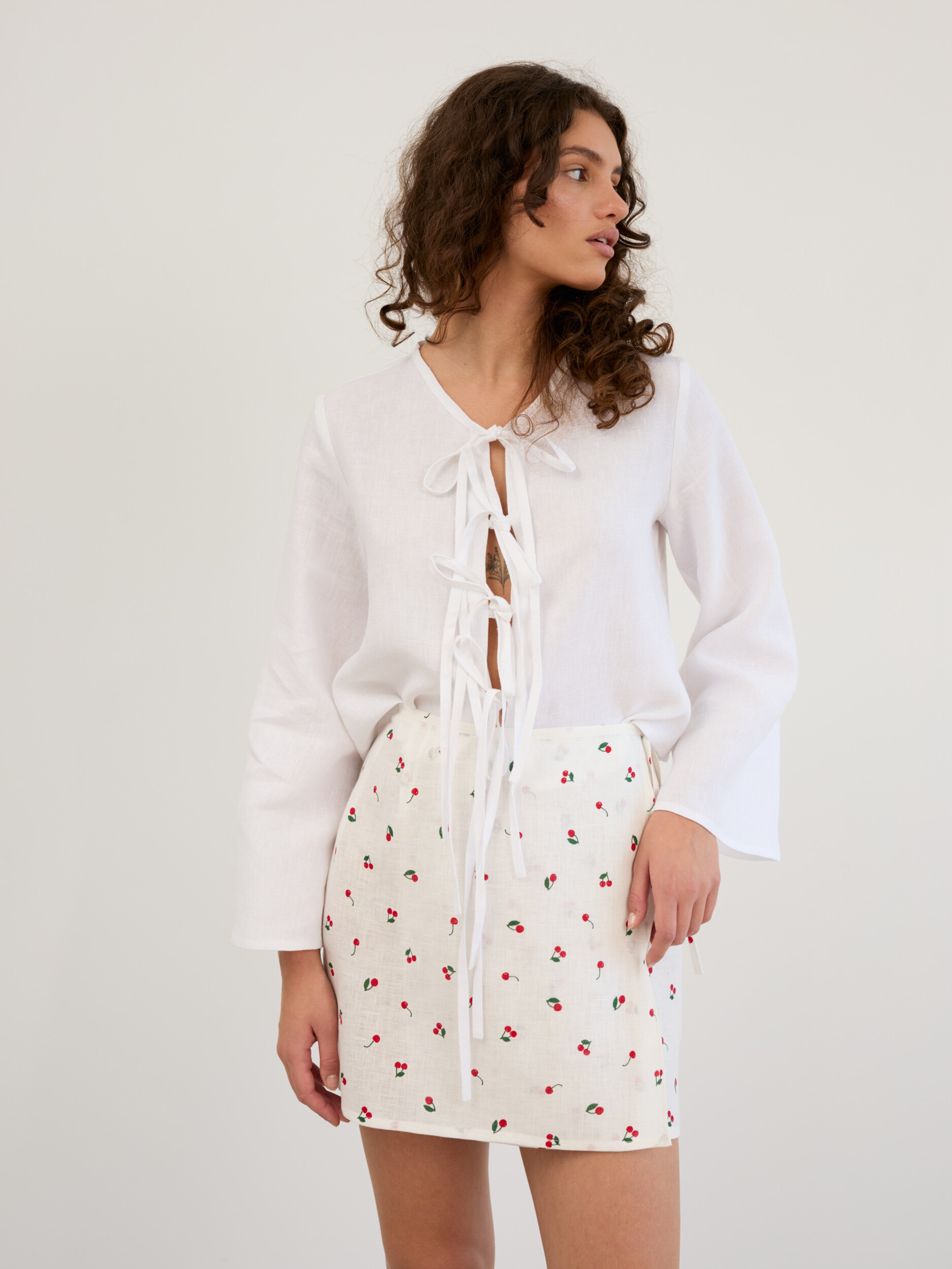 Linen Wrap Mini Skirt ANNALISE - Image 1