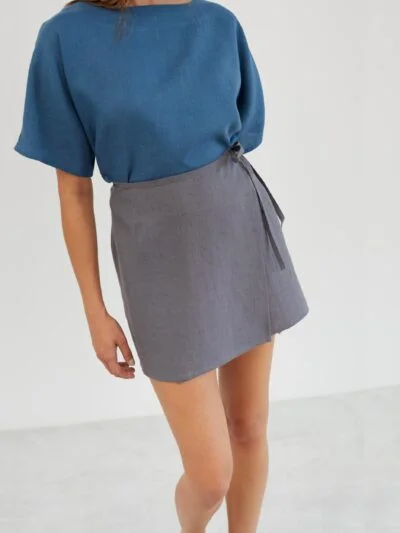 Linen Wrap Mini Skirt ANNALISE