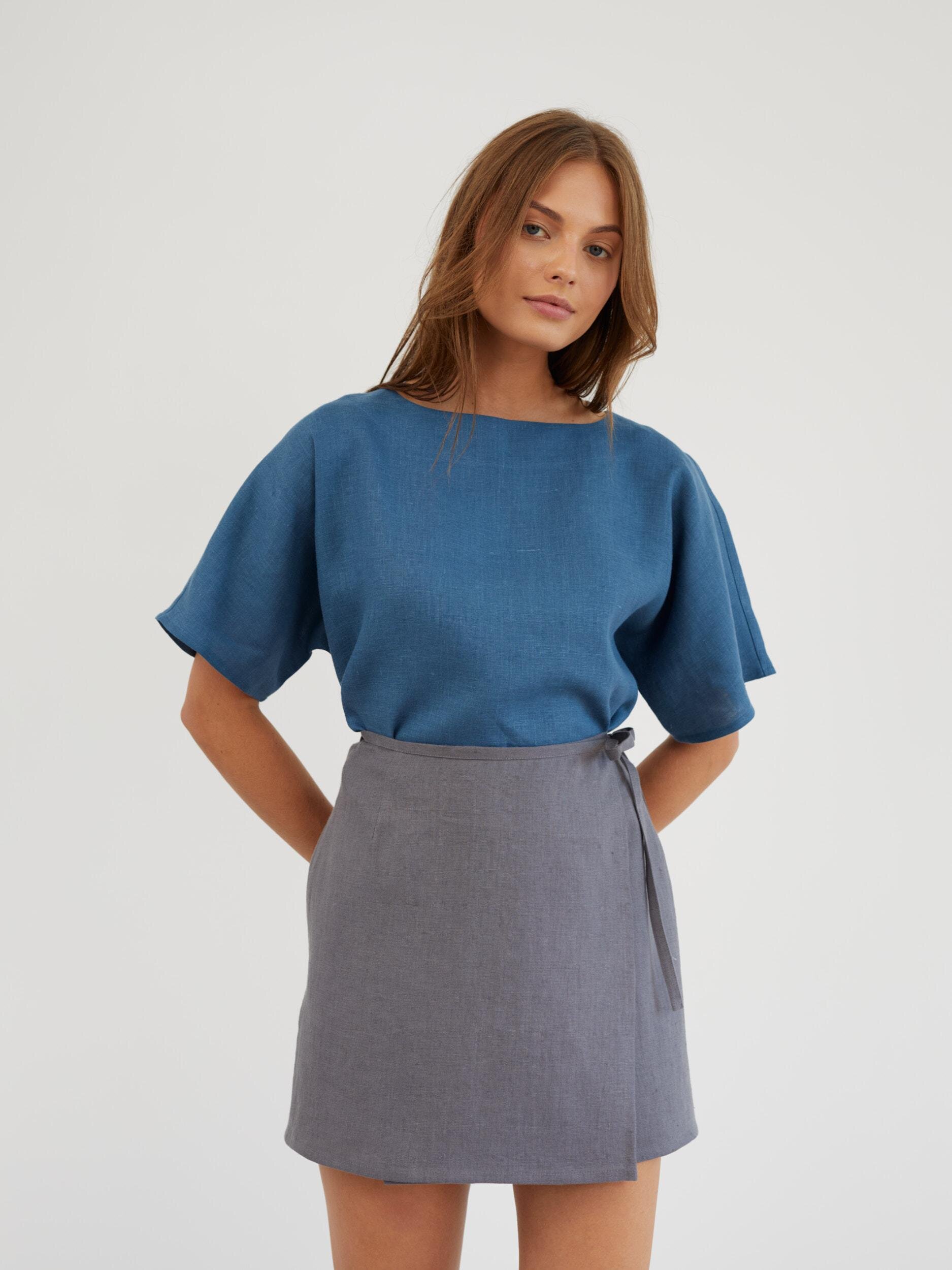 Linen Wrap Mini Skirt ANNALISE - Image 3
