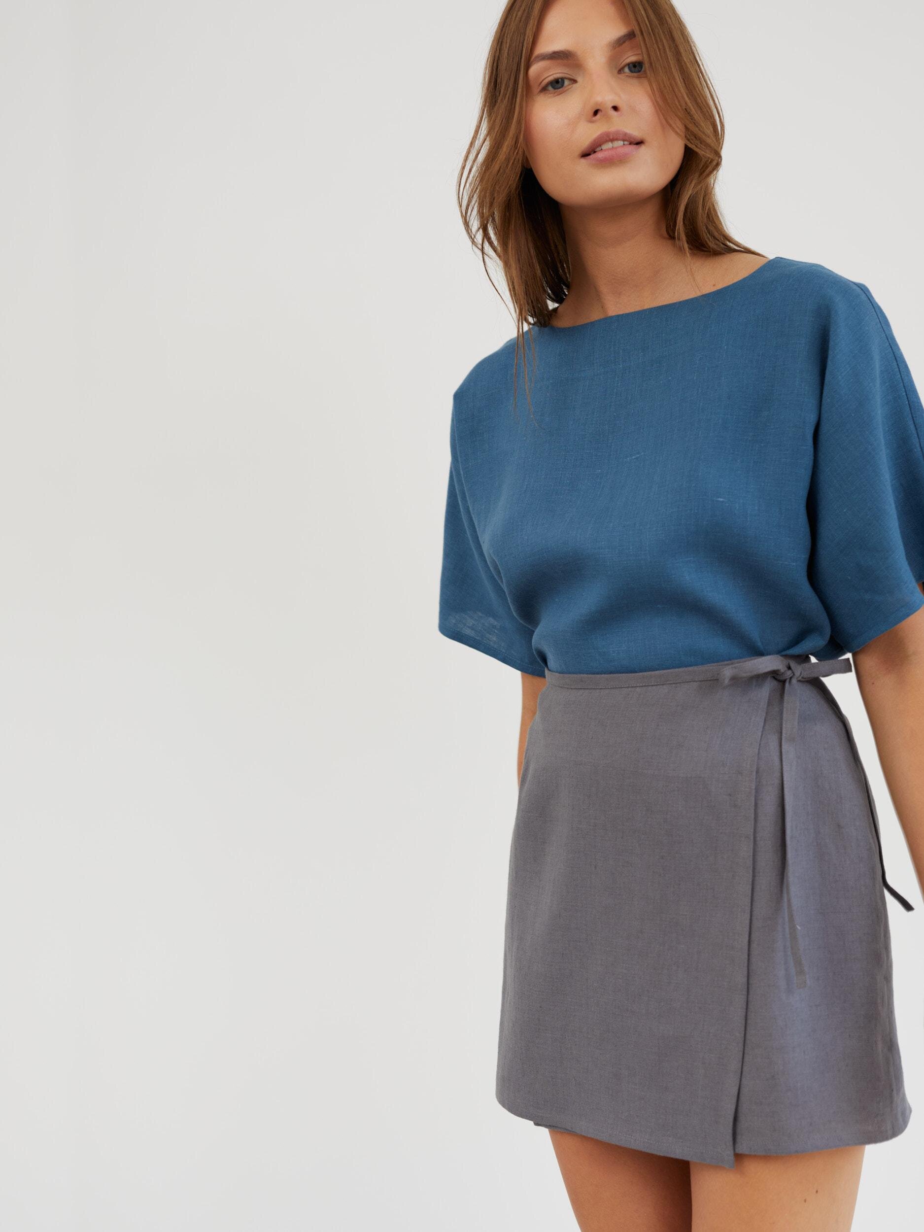 Linen Wrap Mini Skirt ANNALISE - Image 4