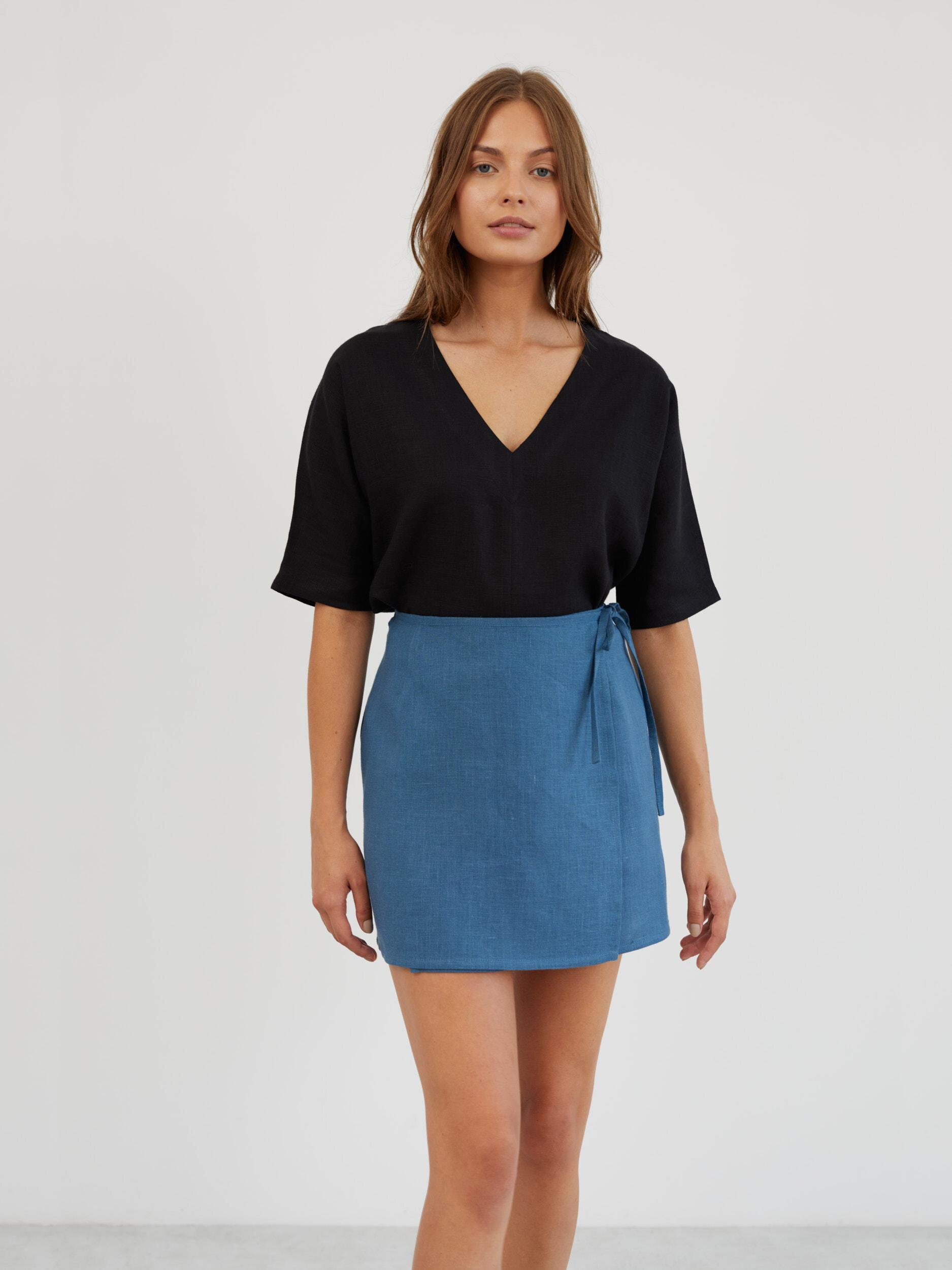 Linen Wrap Mini Skirt ANNALISE - Image 4
