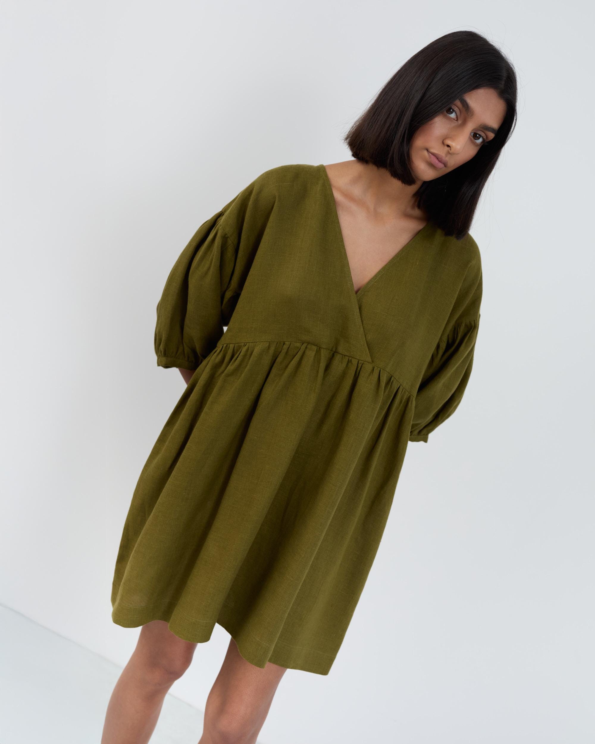 Linen Mini Wrap Dress Jane - Image 3