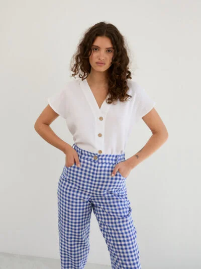 Linen High-Waisted Tapered Leg Pants SARAH