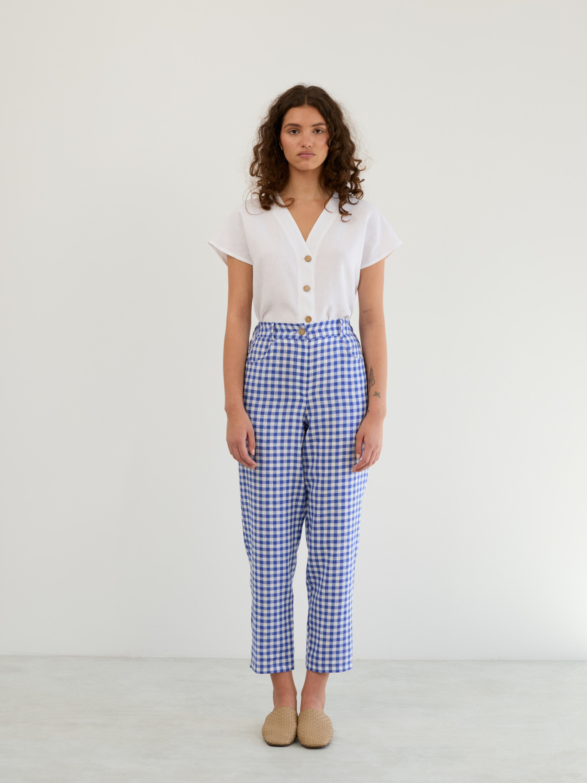 Linen High-Waisted Tapered Leg Pants SARAH - Image 2