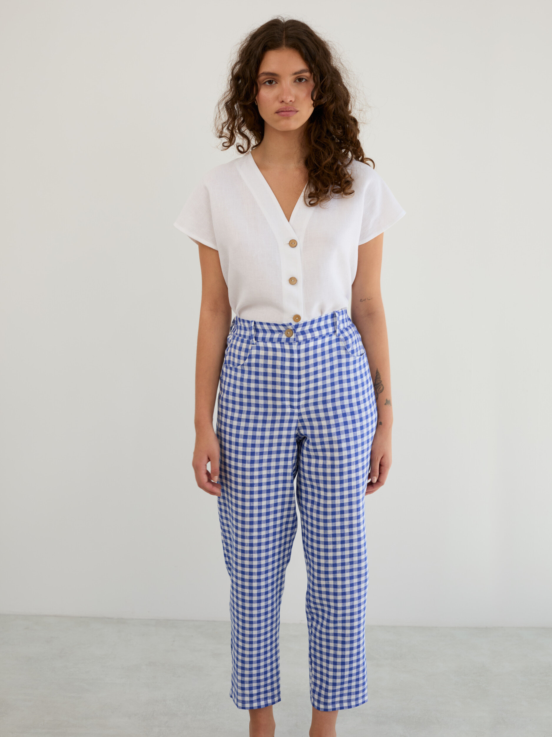 Linen High-Waisted Tapered Leg Pants SARAH - Image 3