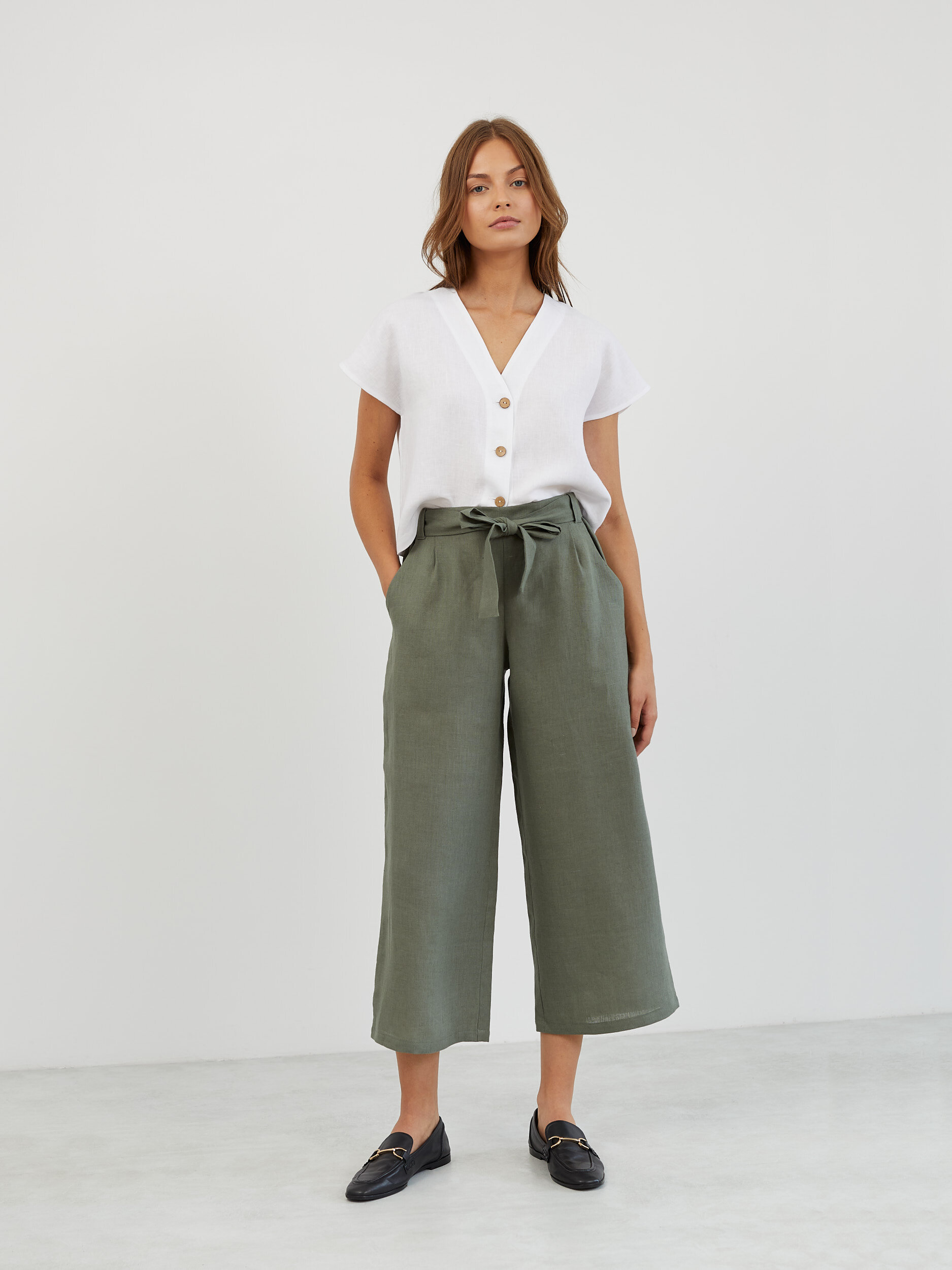 Linen Paper Bag Wide Leg Pants ALLIE - Image 2
