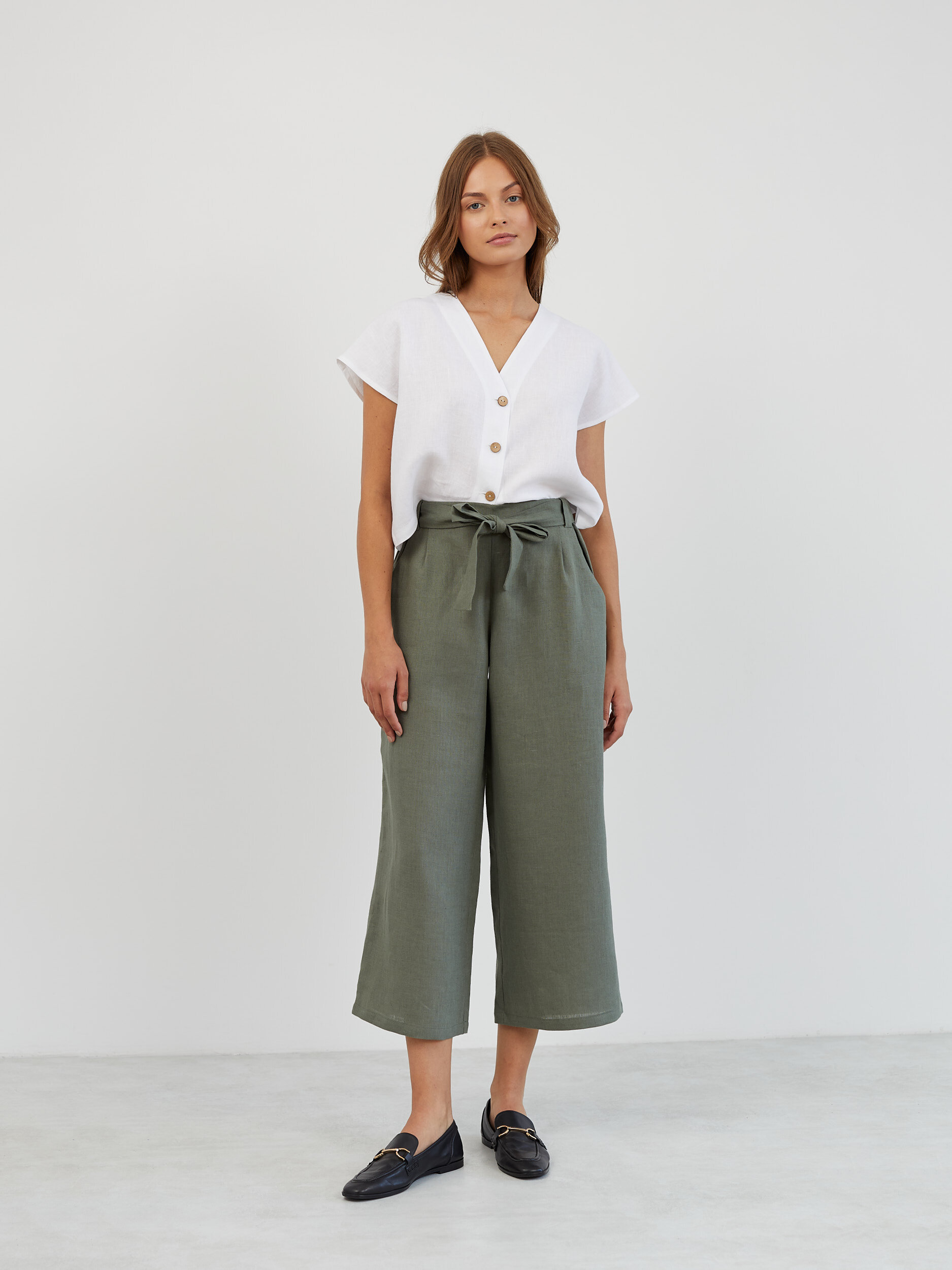 Linen Paper Bag Wide Leg Pants ALLIE - Image 4