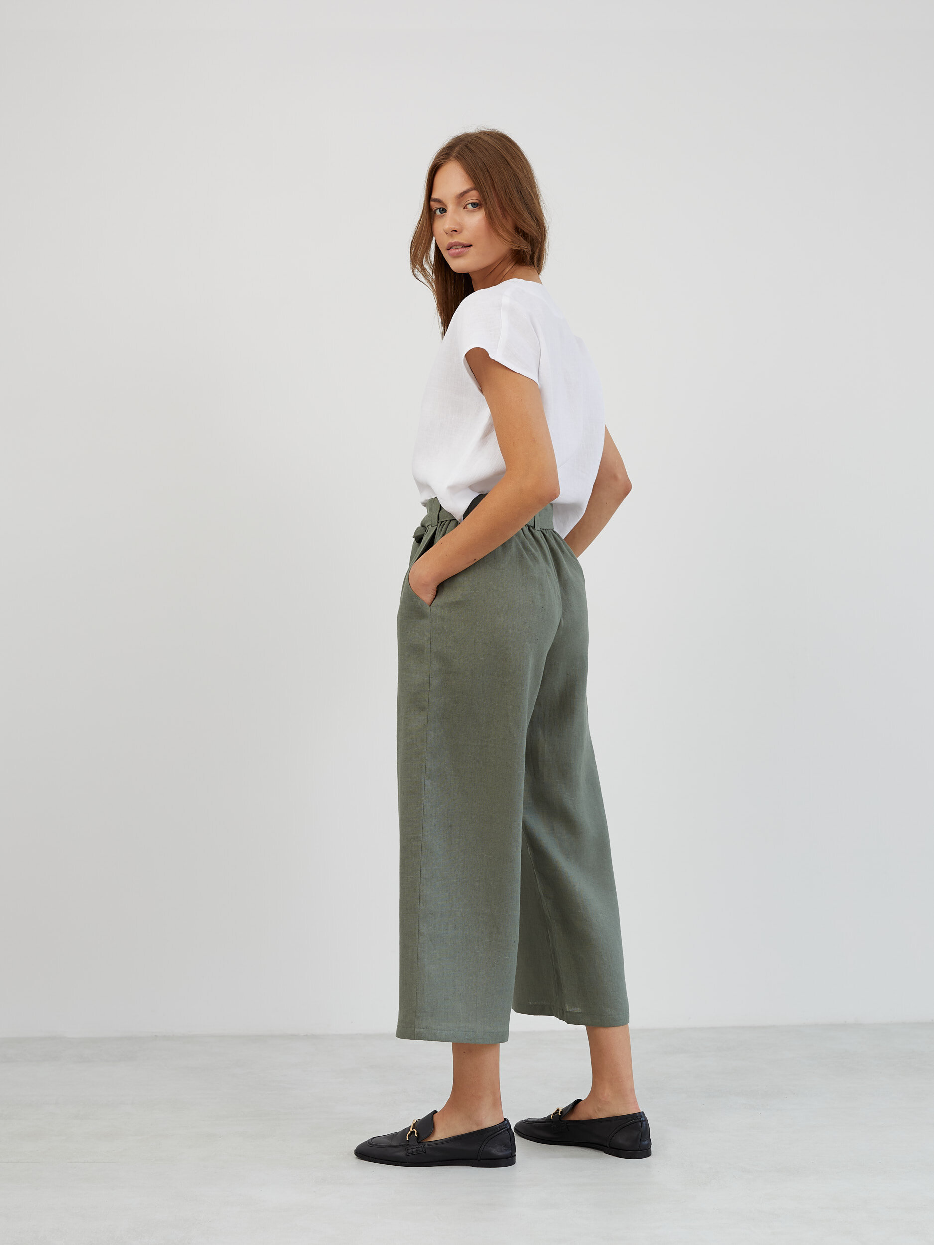 Linen Paper Bag Wide Leg Pants ALLIE - Image 5