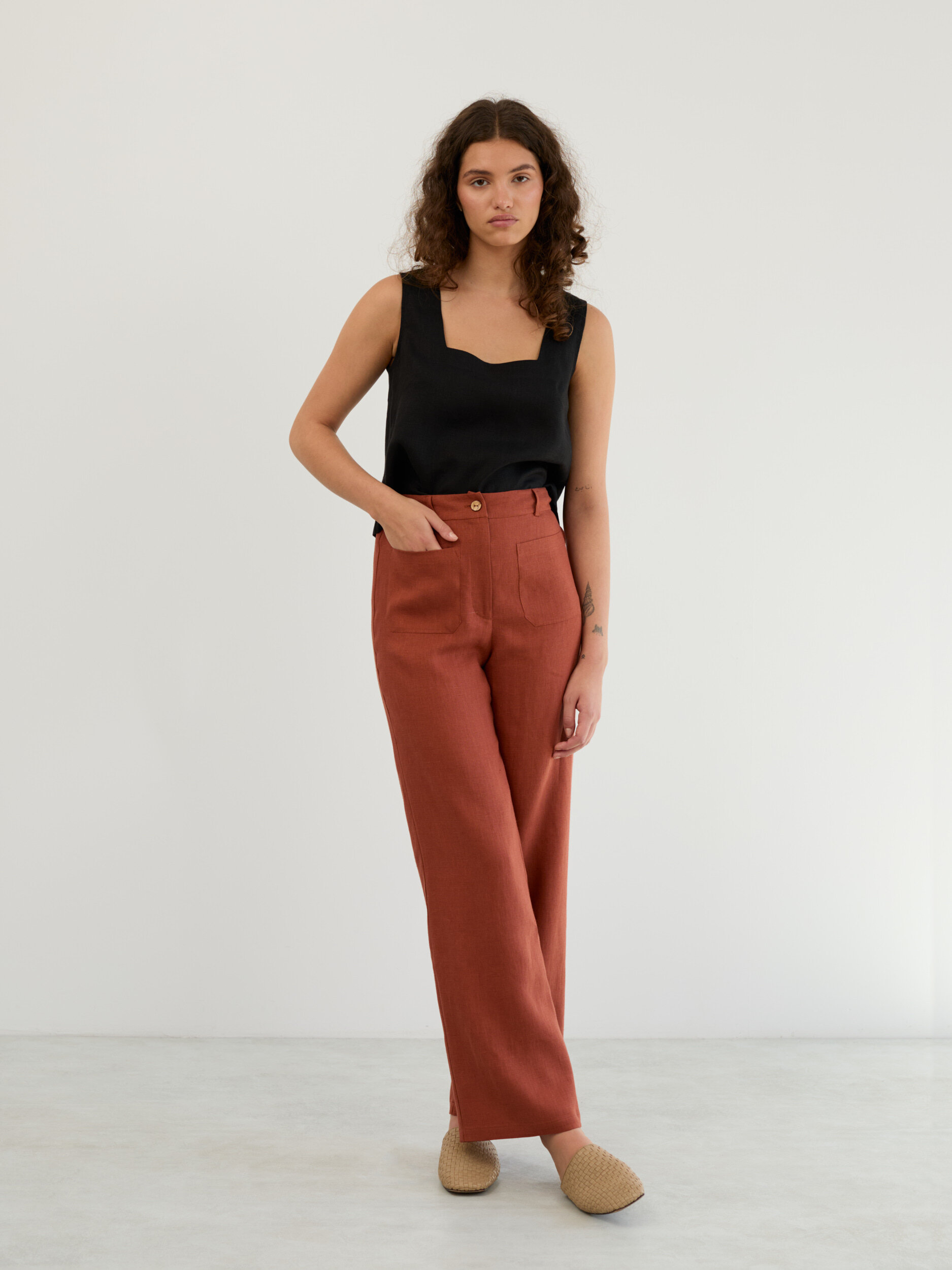 Linen Tailored Straight Leg Pants JOEL - Image 1