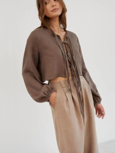 Linen Tailored Pleated Pants JAMES