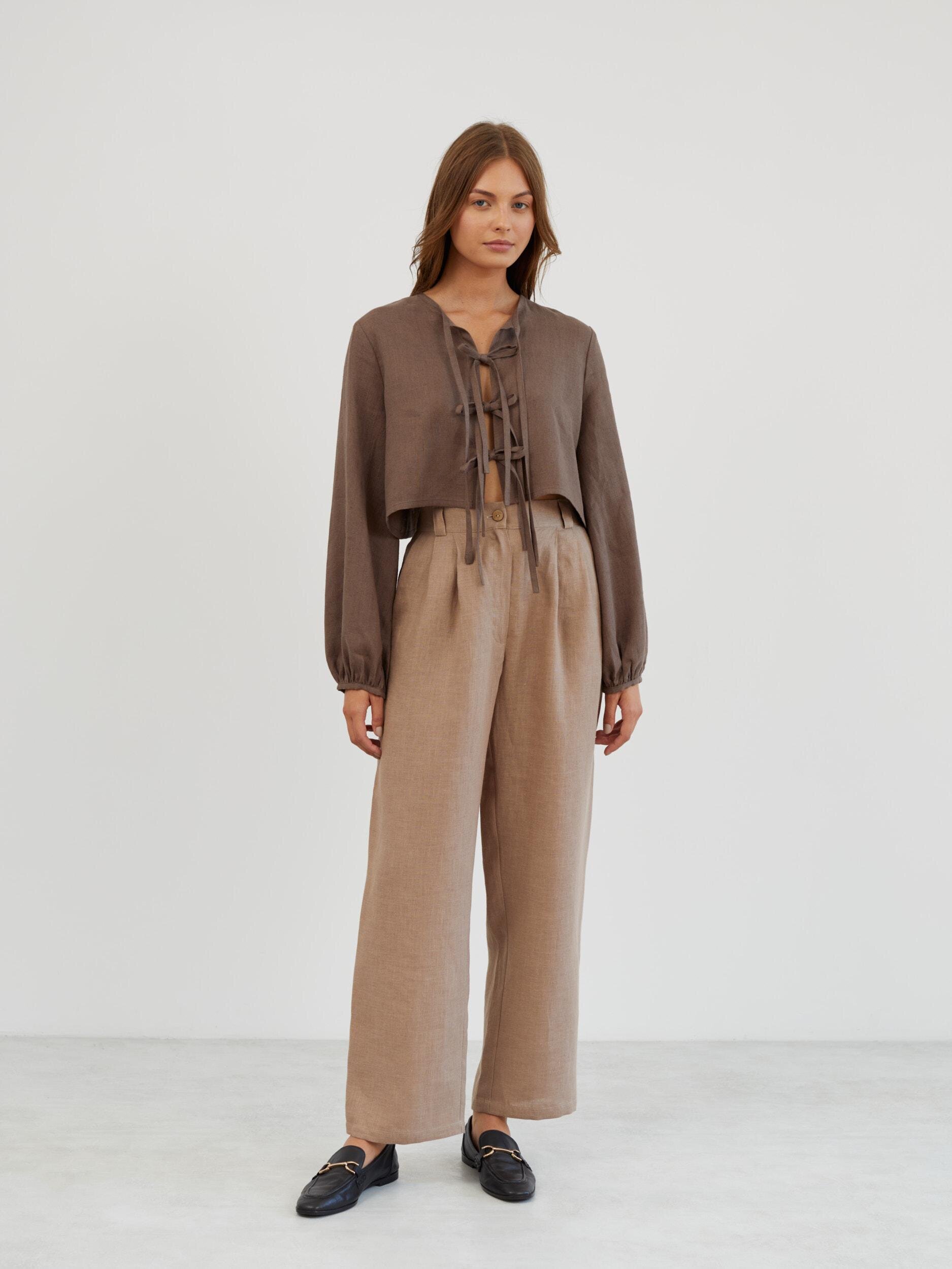 Linen Tailored Pleated Pants JAMES - Image 2