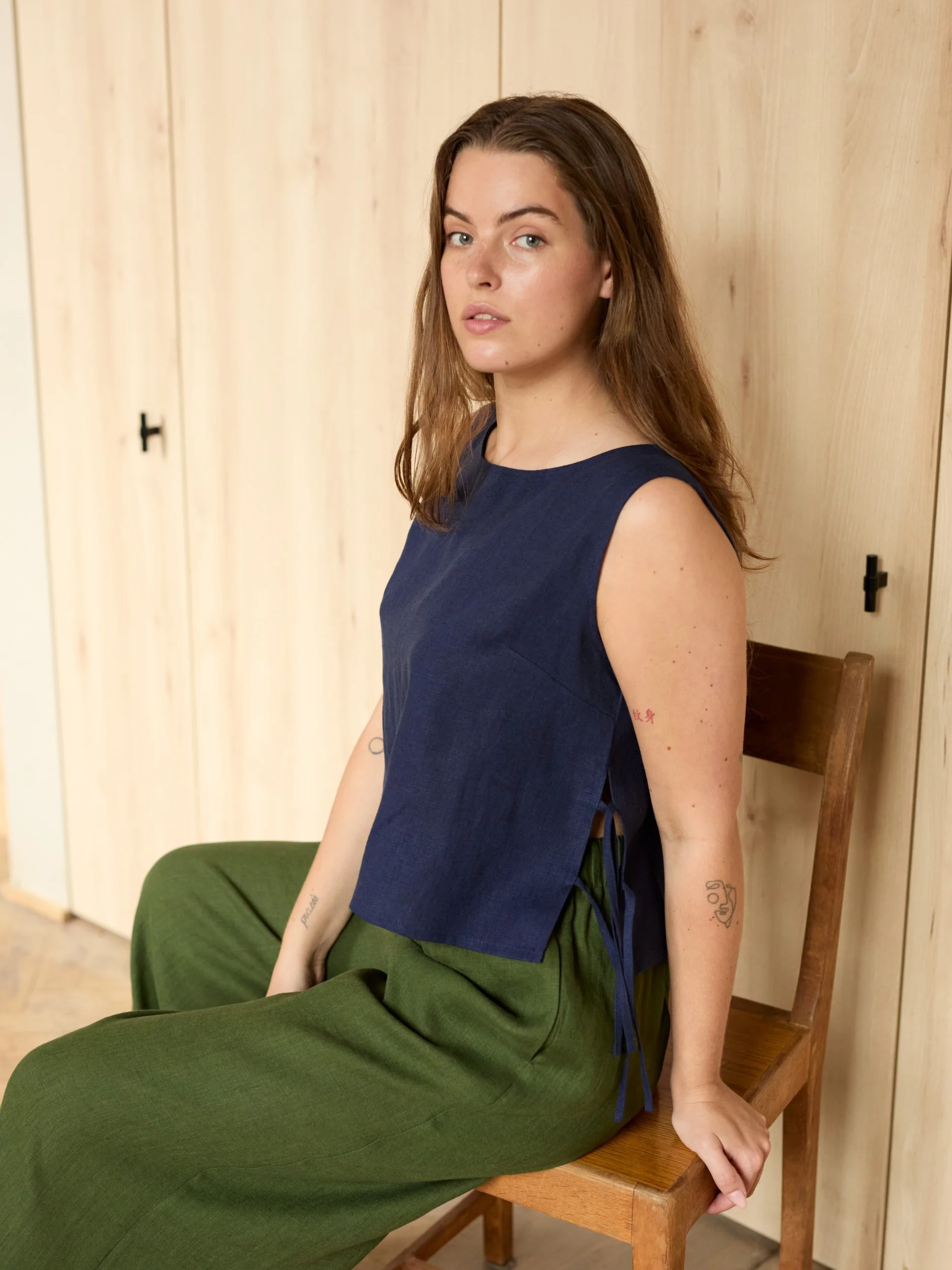 Linen Wide Leg Pants PEARL | High Waisted with Elastic Waist - Image 1