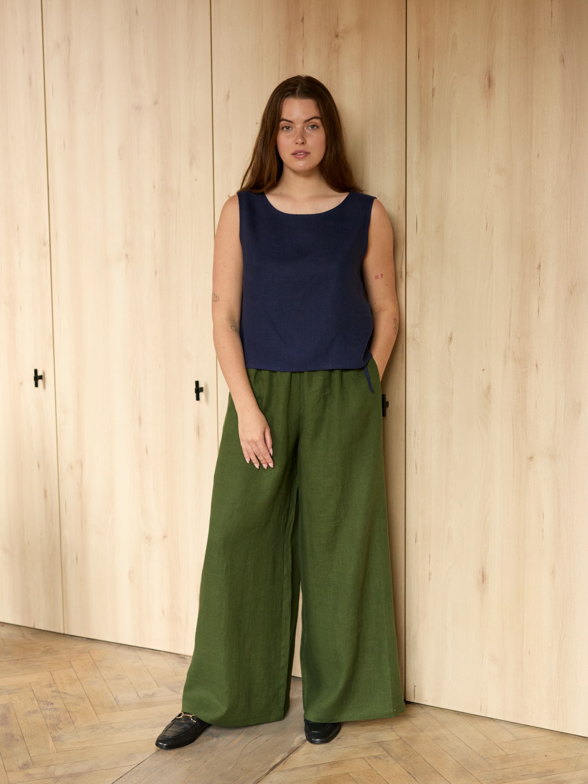Linen Wide Leg Pants PEARL | High Waisted with Elastic Waist - Image 2