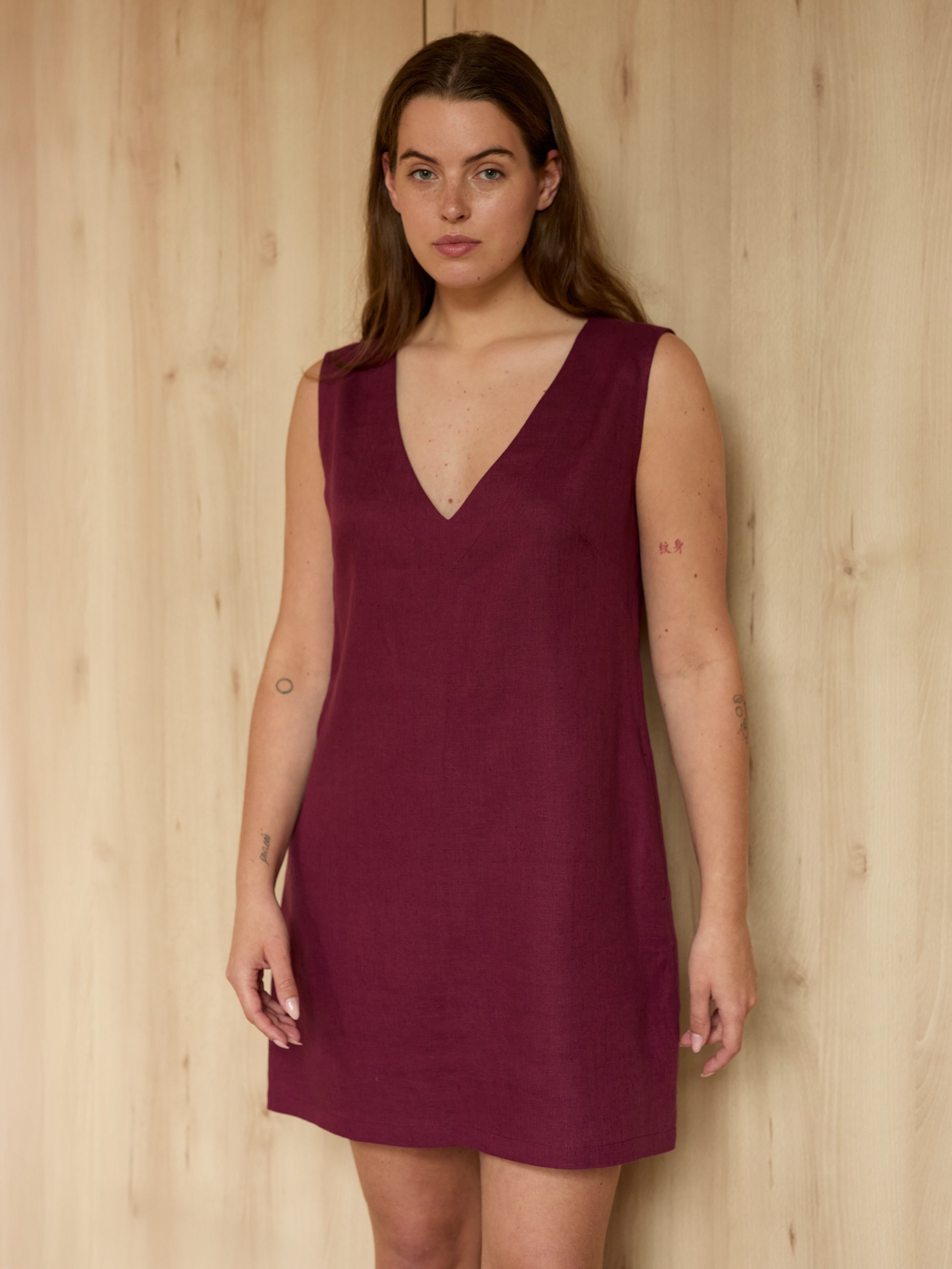 Sleeveless Linen Shift Dress PAULA - Image 1
