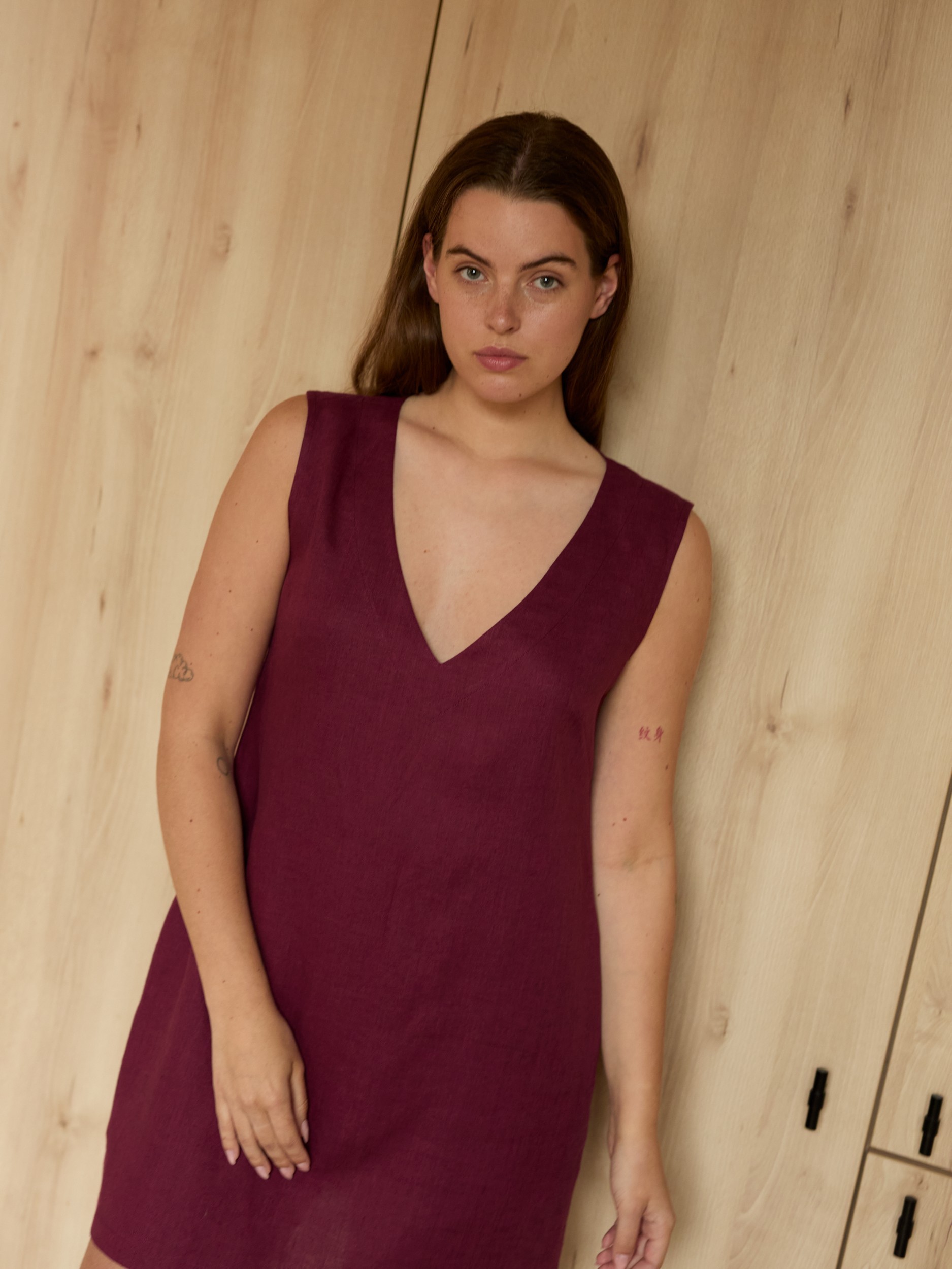 Sleeveless Linen Shift Dress PAULA - Image 3