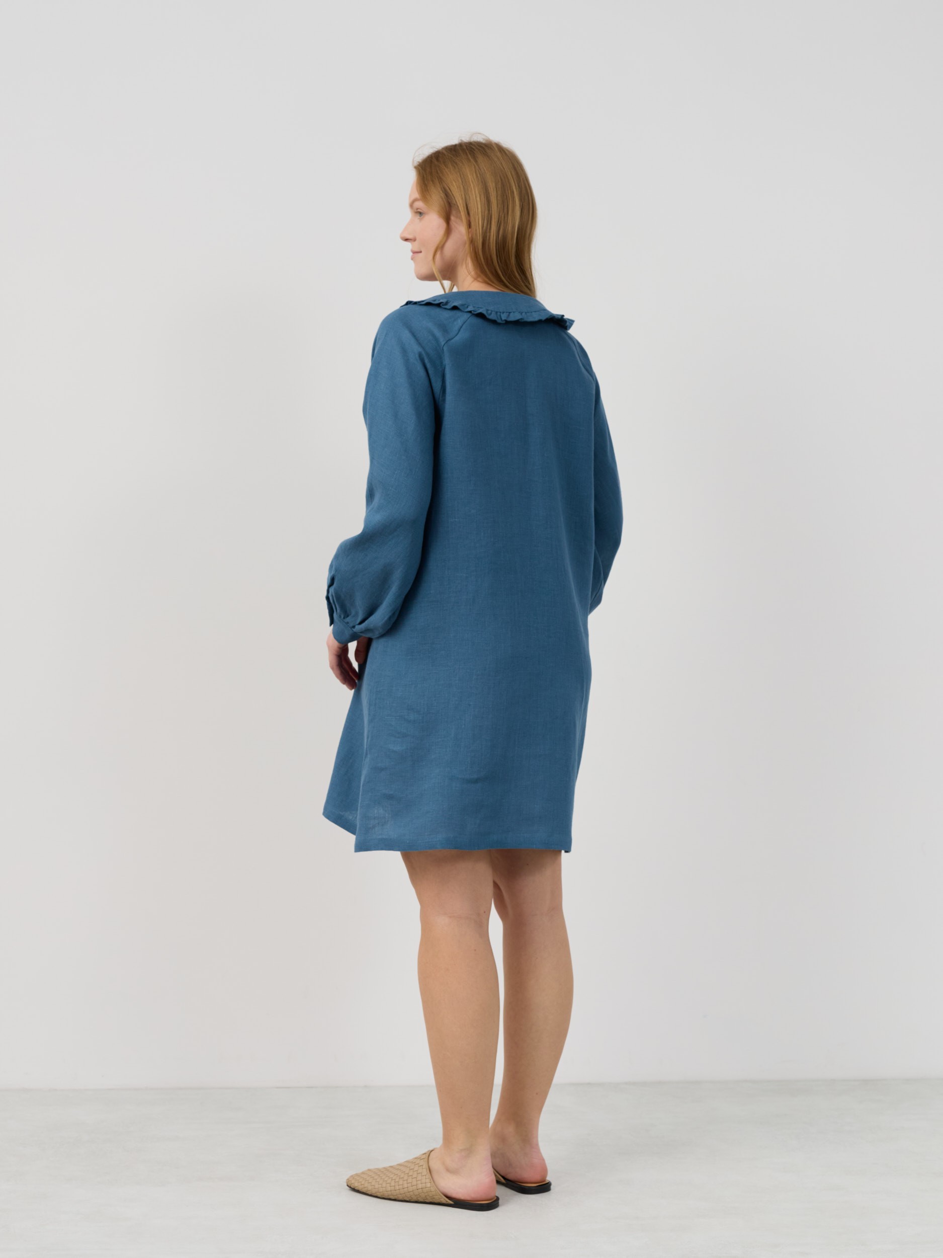 Melody Linen Shirt Dress – Blue Sea - Image 6