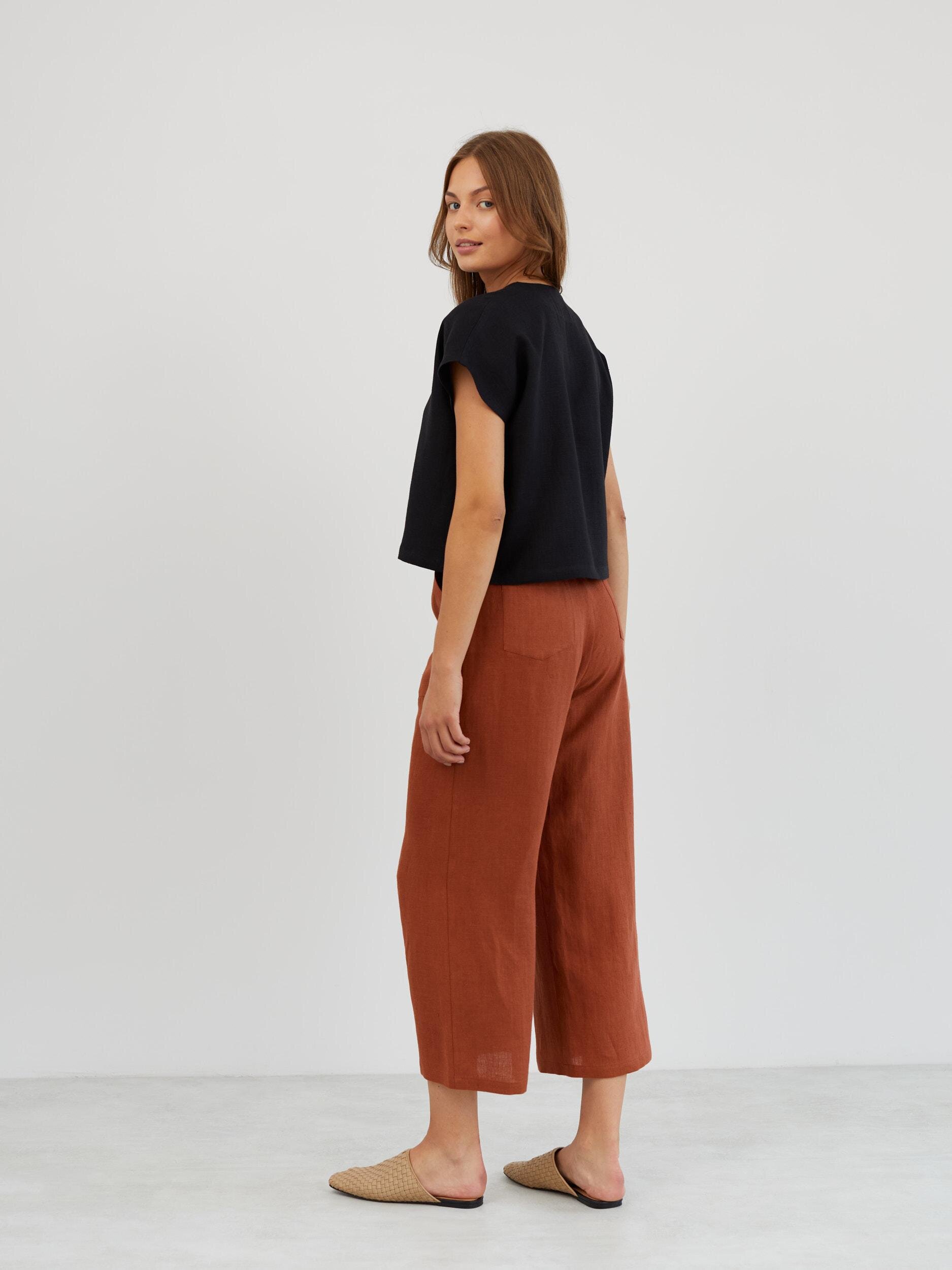 Pellava croptoppi LYLA, Musta - Image 5