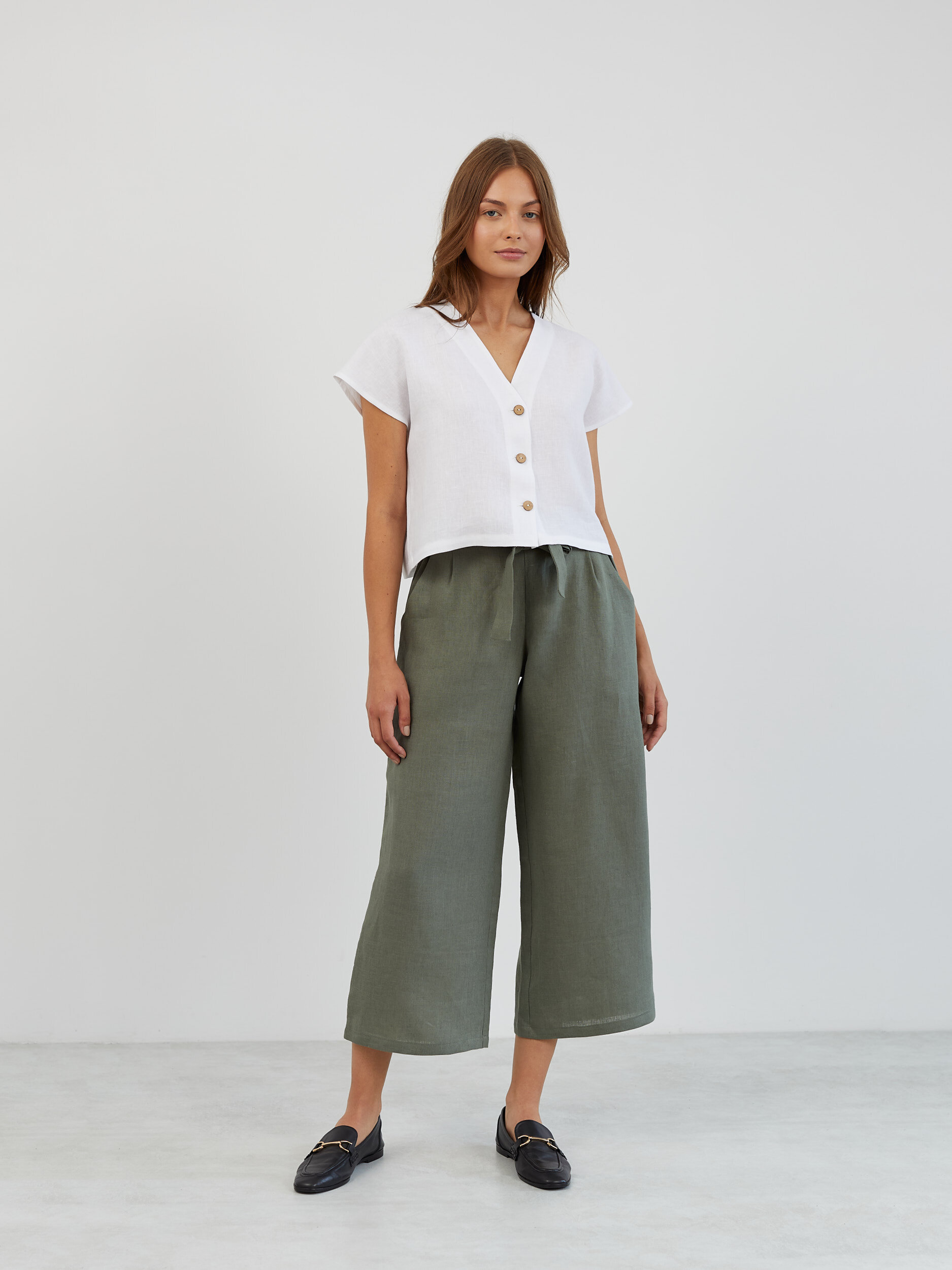 Cropped Linen Button-Down Shirt LYLA - Image 2