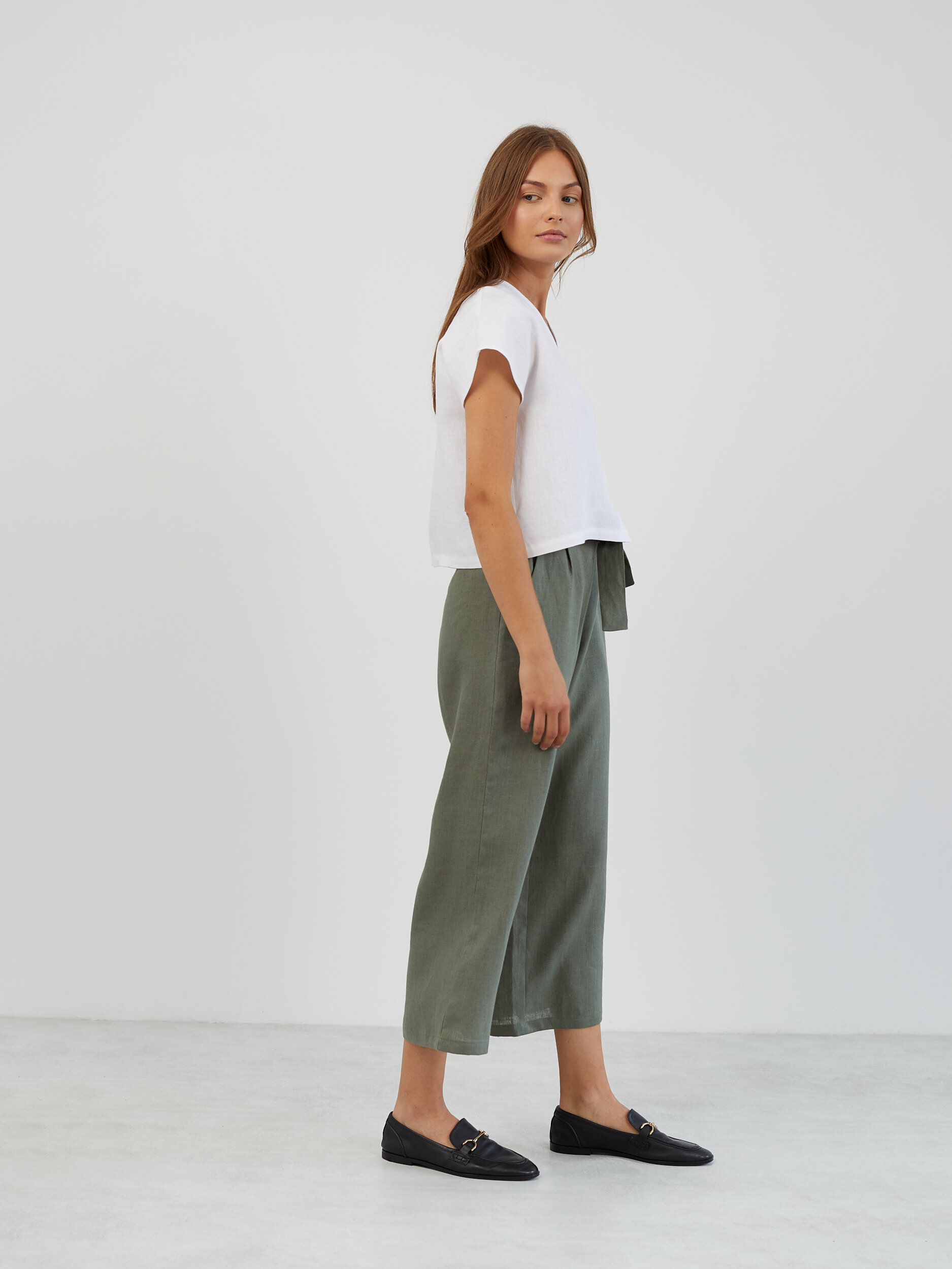 Cropped Linen Button-Down Shirt LYLA - Image 3
