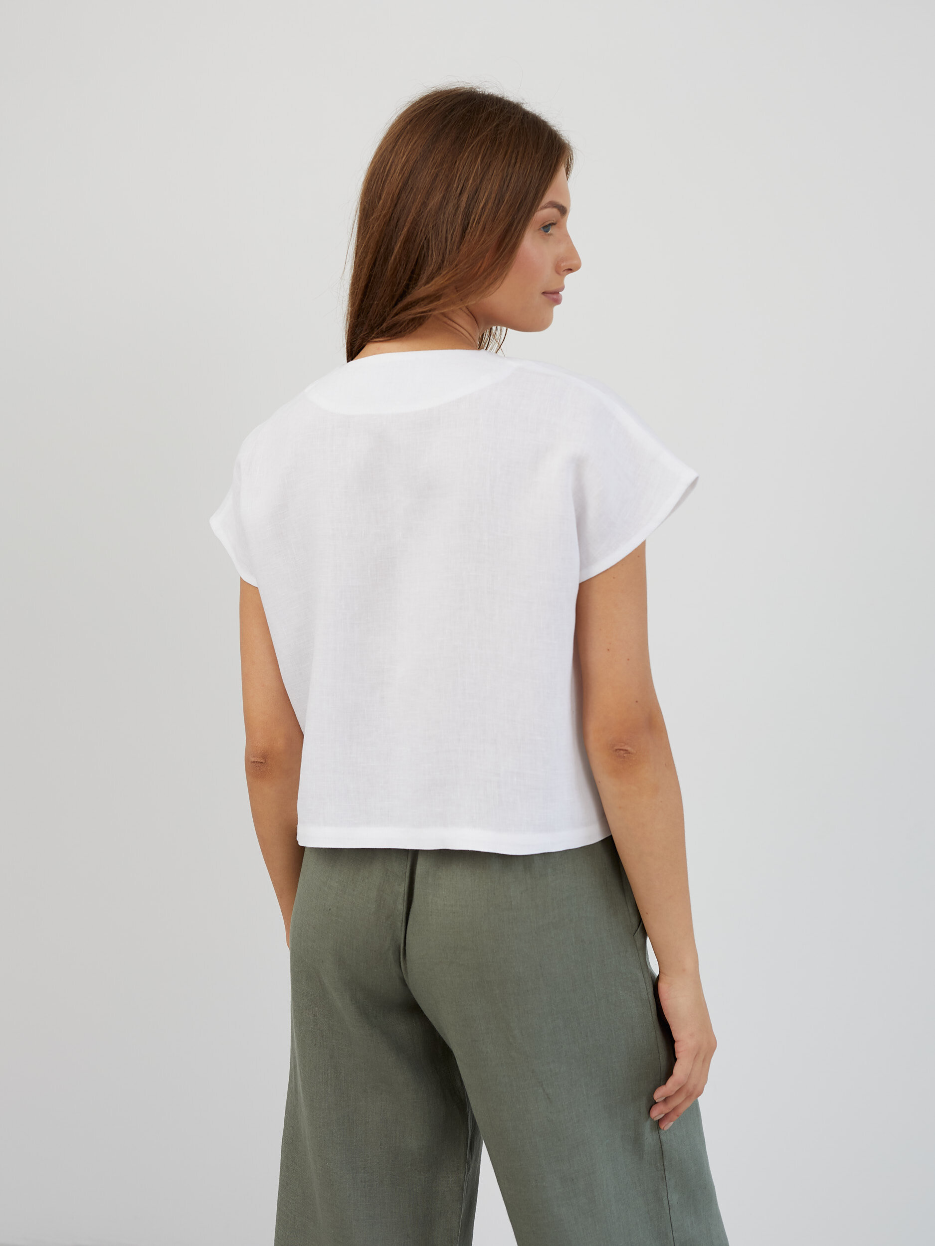 Cropped Linen Button-Down Shirt LYLA - Image 5