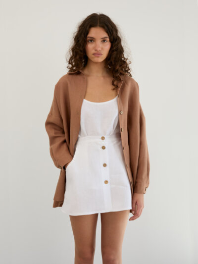 Heavy Linen Oversized Button-Down Shirt MYLA