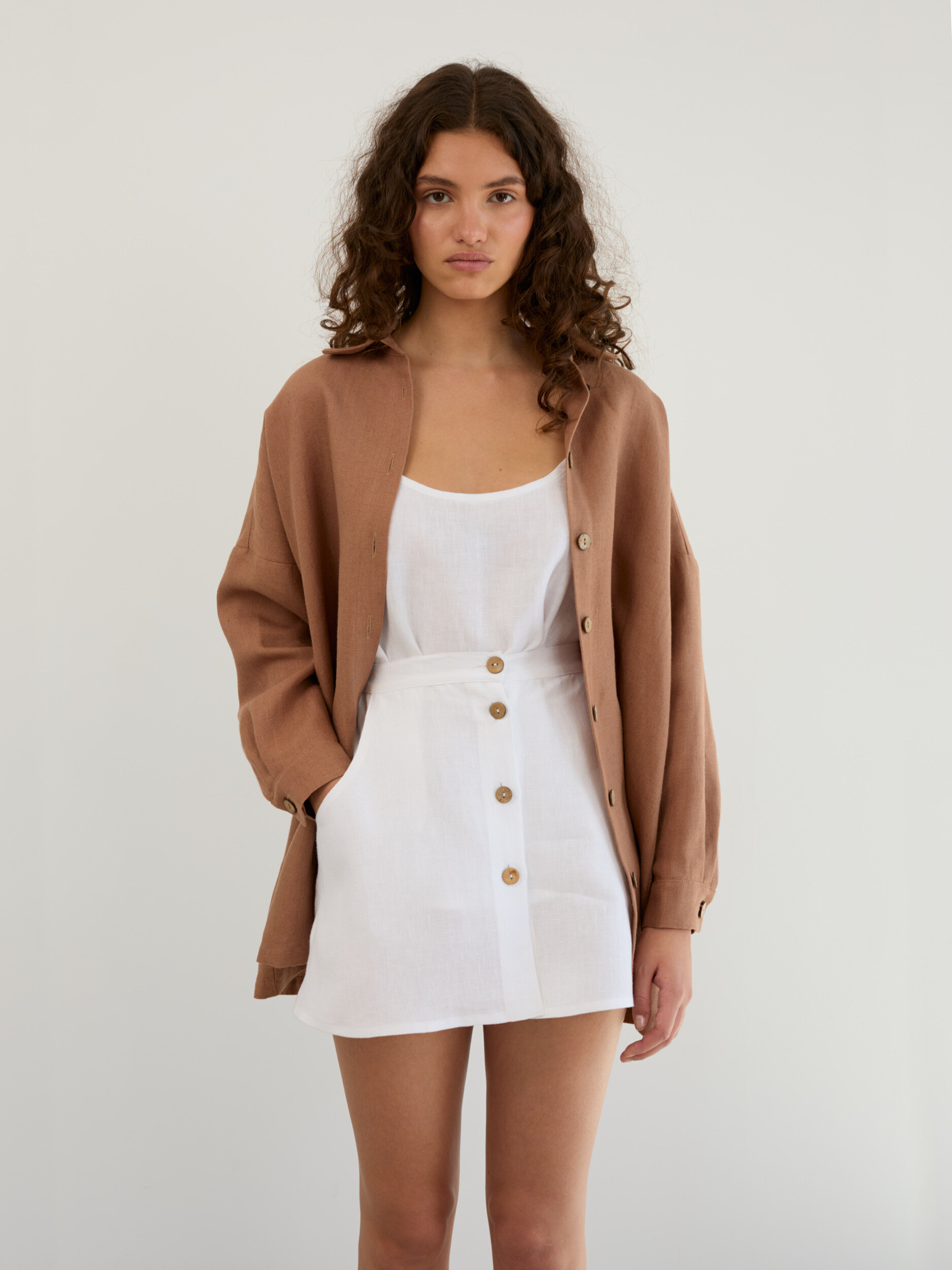 Heavy Linen Oversized Button-Down Shirt MYLA - Image 1