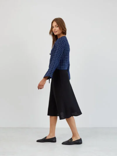 A-Line Linen Midi Skirt BARLEY