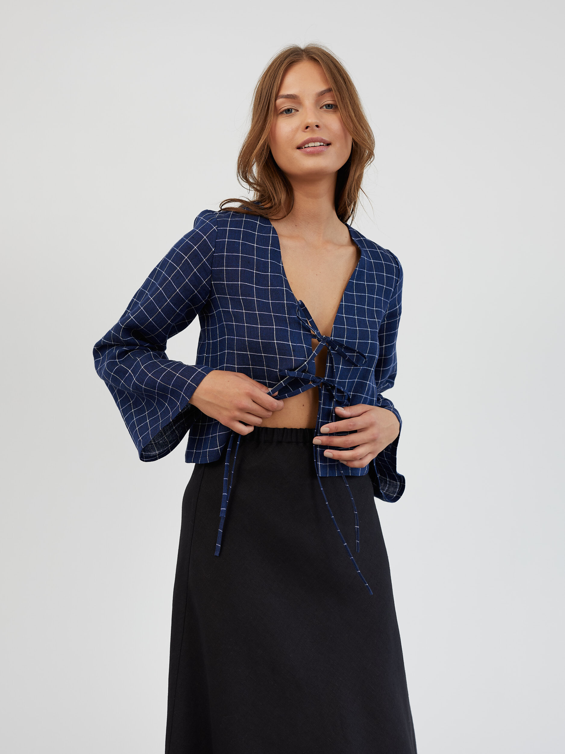 A-Line Linen Midi Skirt BARLEY - Image 2