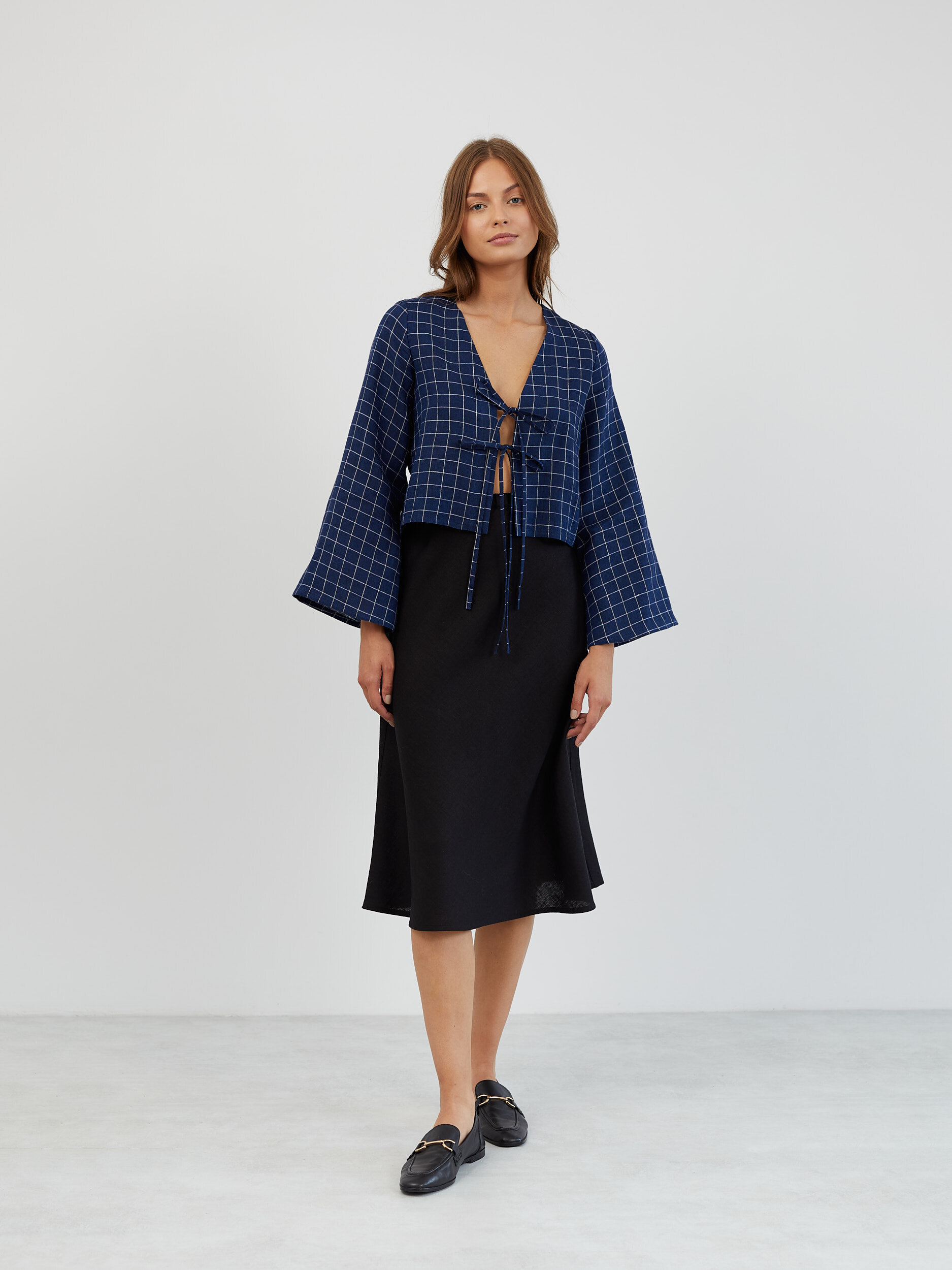 A-Line Linen Midi Skirt BARLEY - Image 3