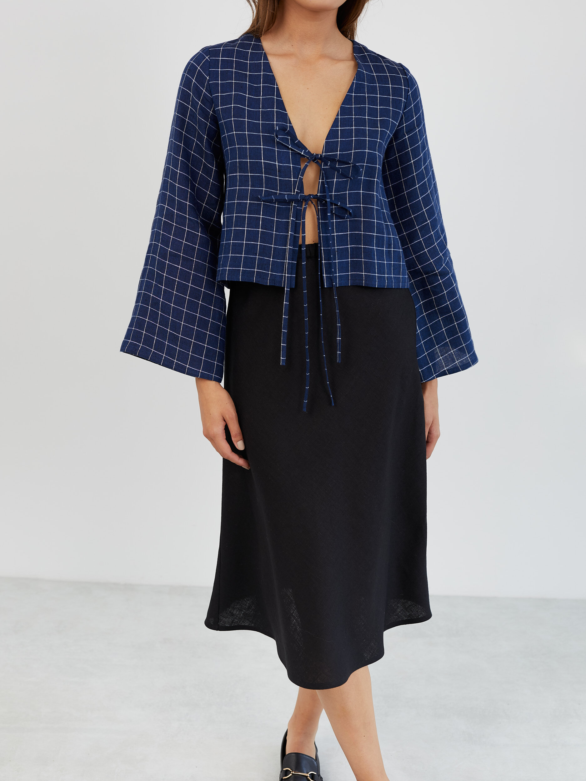 A-Line Linen Midi Skirt BARLEY - Image 4