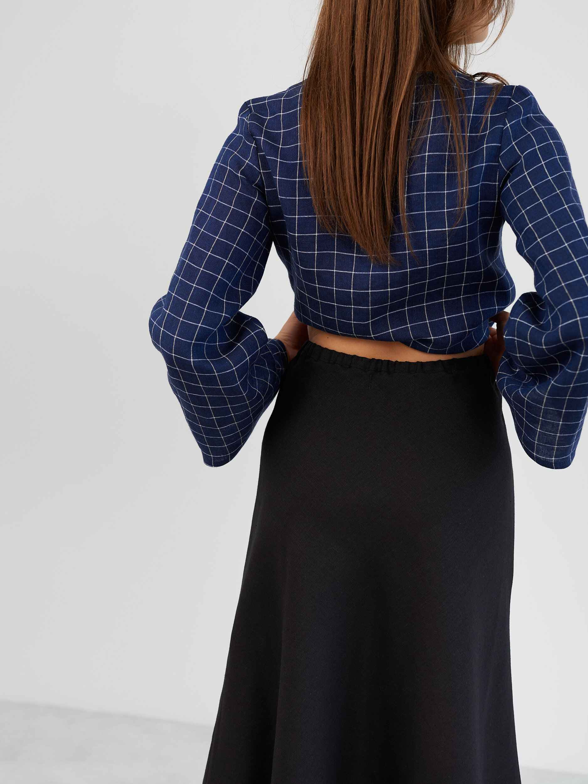 A-Line Linen Midi Skirt BARLEY - Image 5