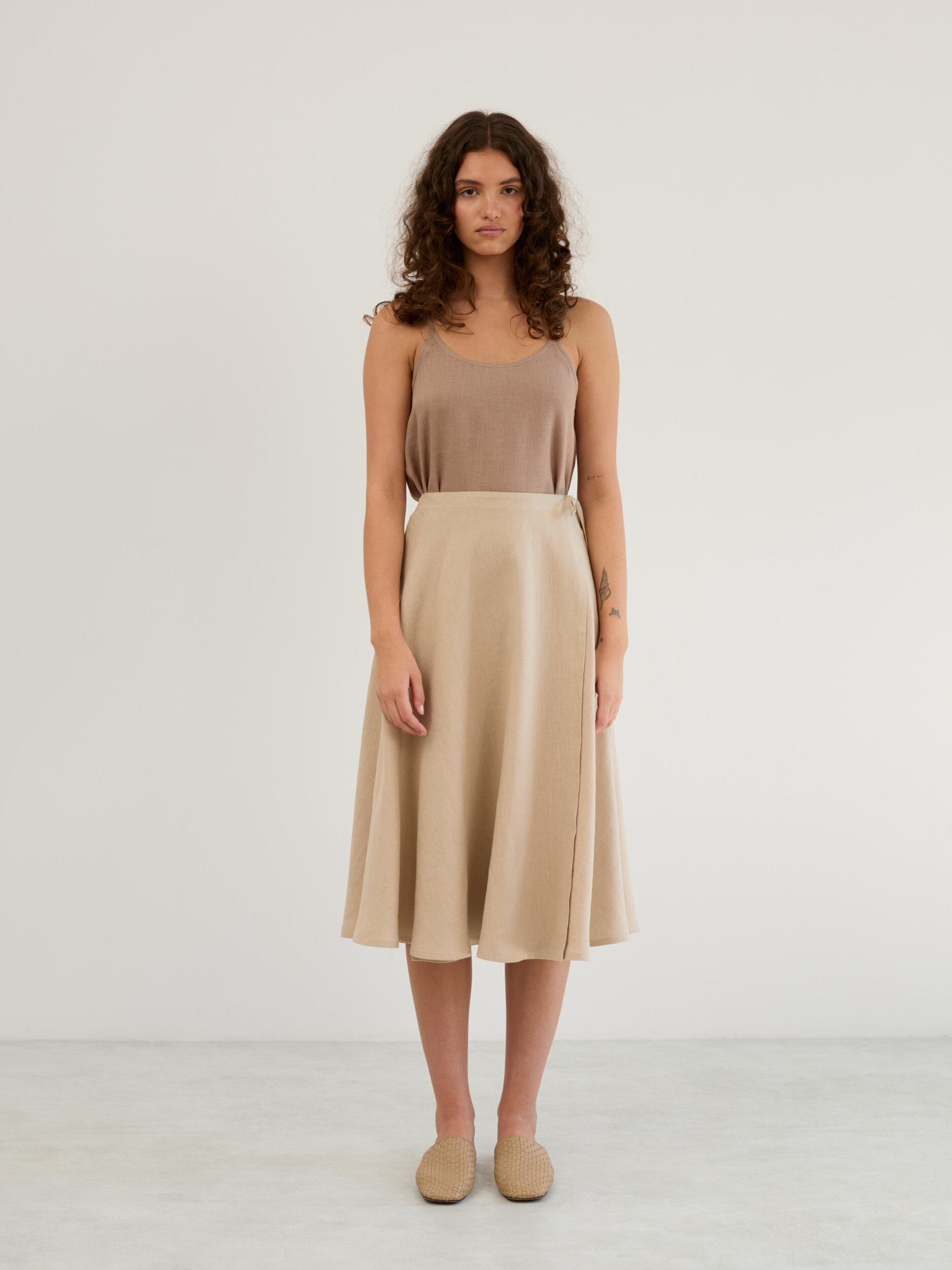 Linen Wrap Midi Skirt KENZIE - Image 3