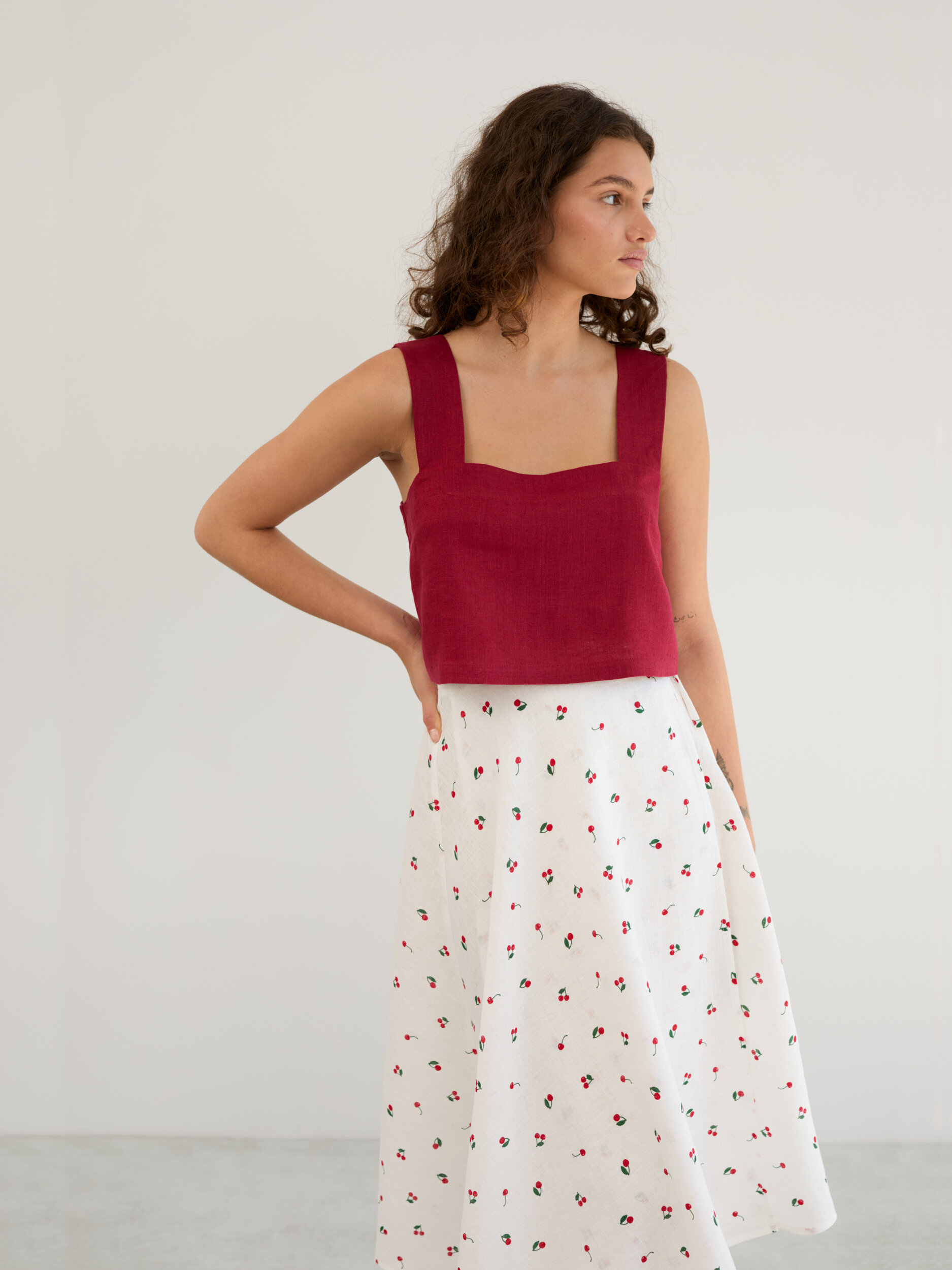 Linen Wrap Midi Skirt KENZIE - Image 4