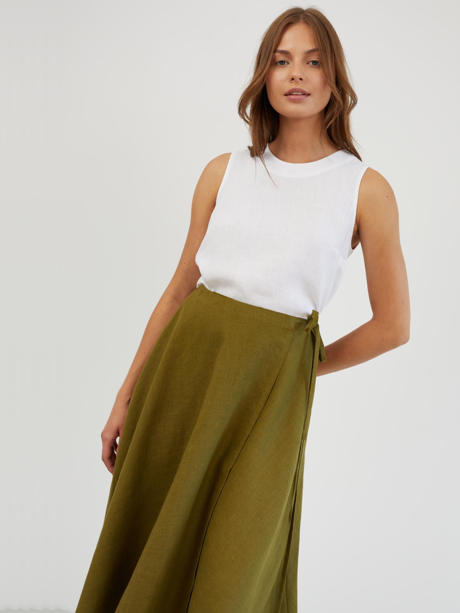 Linen Wrap Midi Skirt KENZIE - Image 1