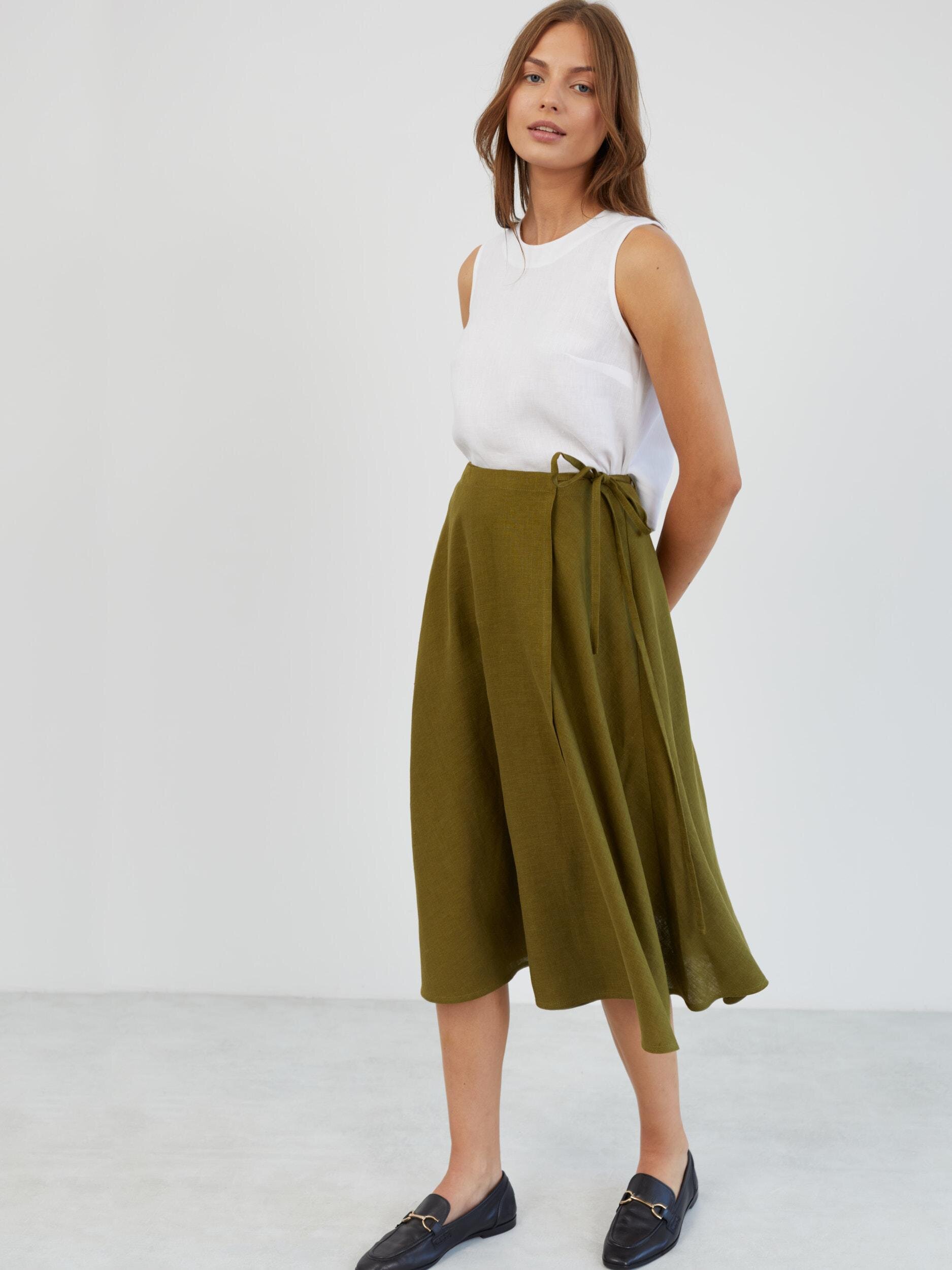 Linen Wrap Midi Skirt KENZIE - Image 3