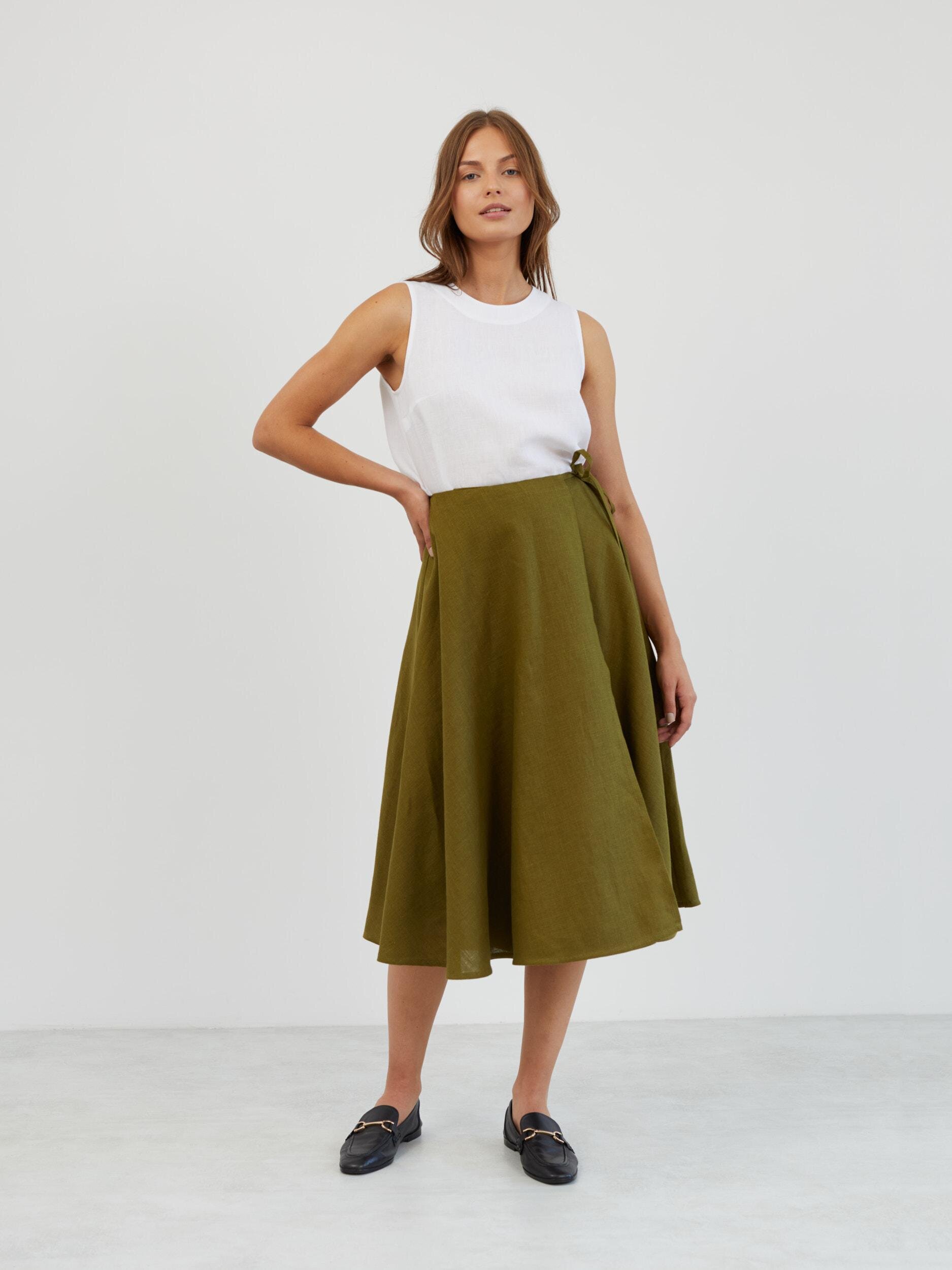 Linen Wrap Midi Skirt KENZIE - Image 4