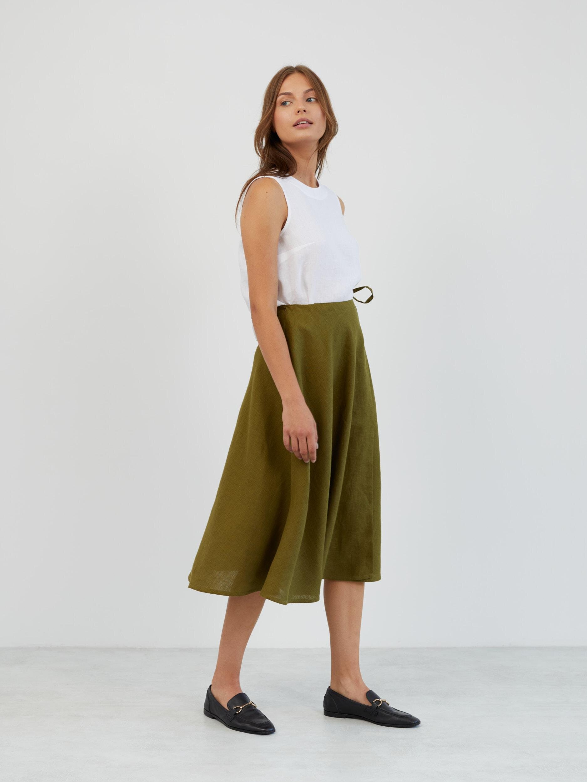 Linen Wrap Midi Skirt KENZIE - Image 5