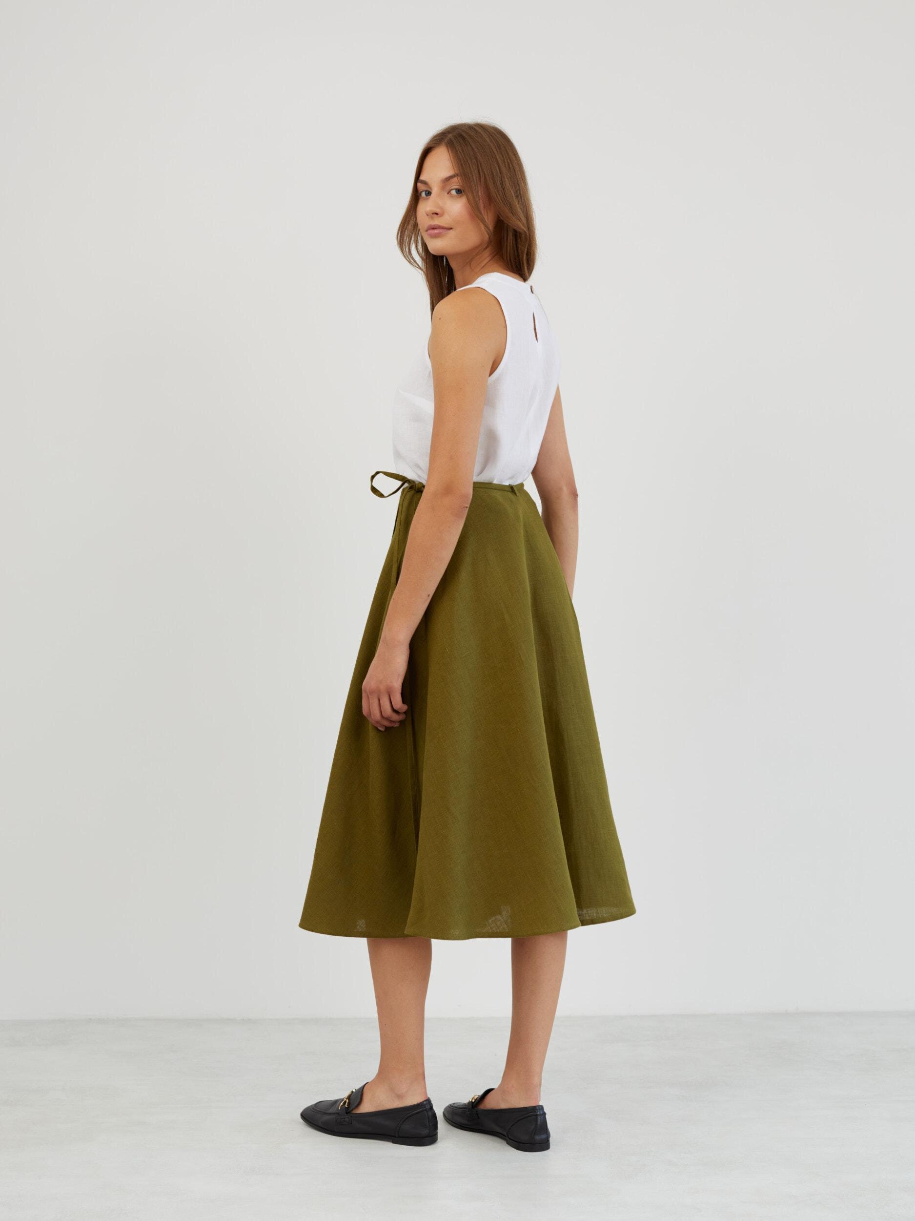 Linen Wrap Midi Skirt KENZIE - Image 6