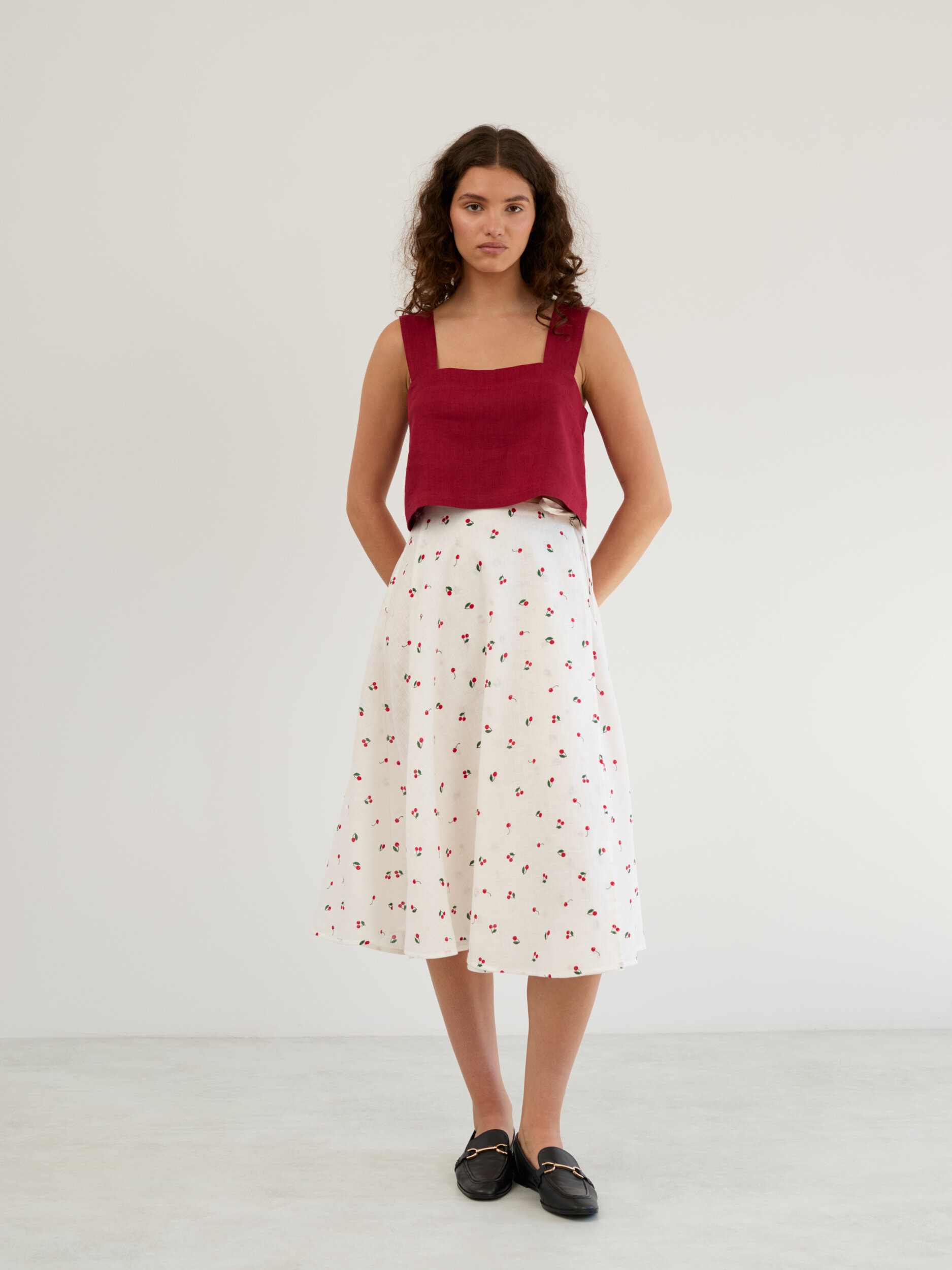 Linen Cropped Tank Top DAHLIA - Image 2