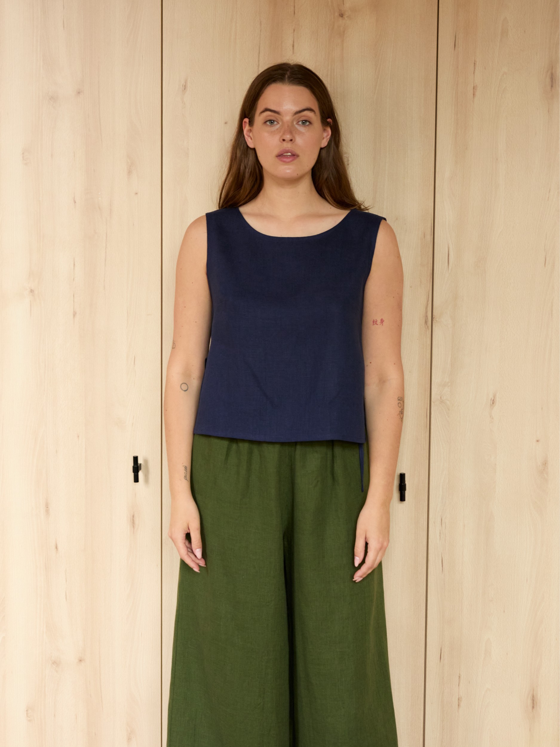 Linen Tank Top with Side Ties AVERY - Image 2