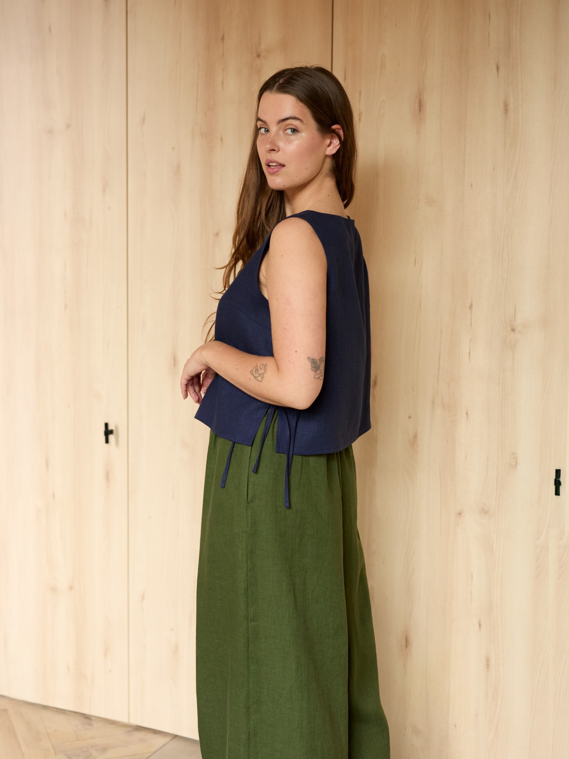 Linen Tank Top with Side Ties AVERY - Image 3