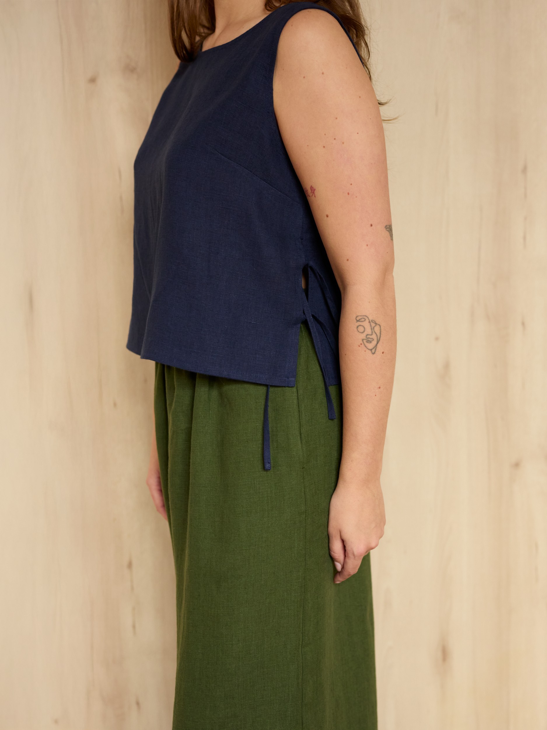Linen Tank Top with Side Ties AVERY - Image 5